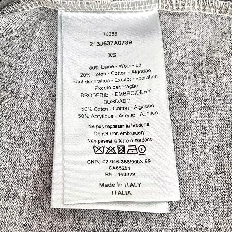 Dior Dior Gray letter plush wool round neck short-sleeved T-shir Size US XS / EU 42 / 0 - 6 Thumbnail