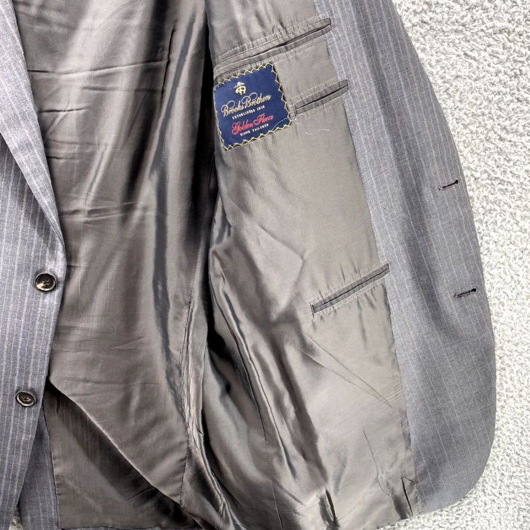 Brooks Brothers Brooks Brothers Blazer Men 46L Gray Pinstripe Hand Tailored Wool Corpcore Size 46R - 5 Thumbnail