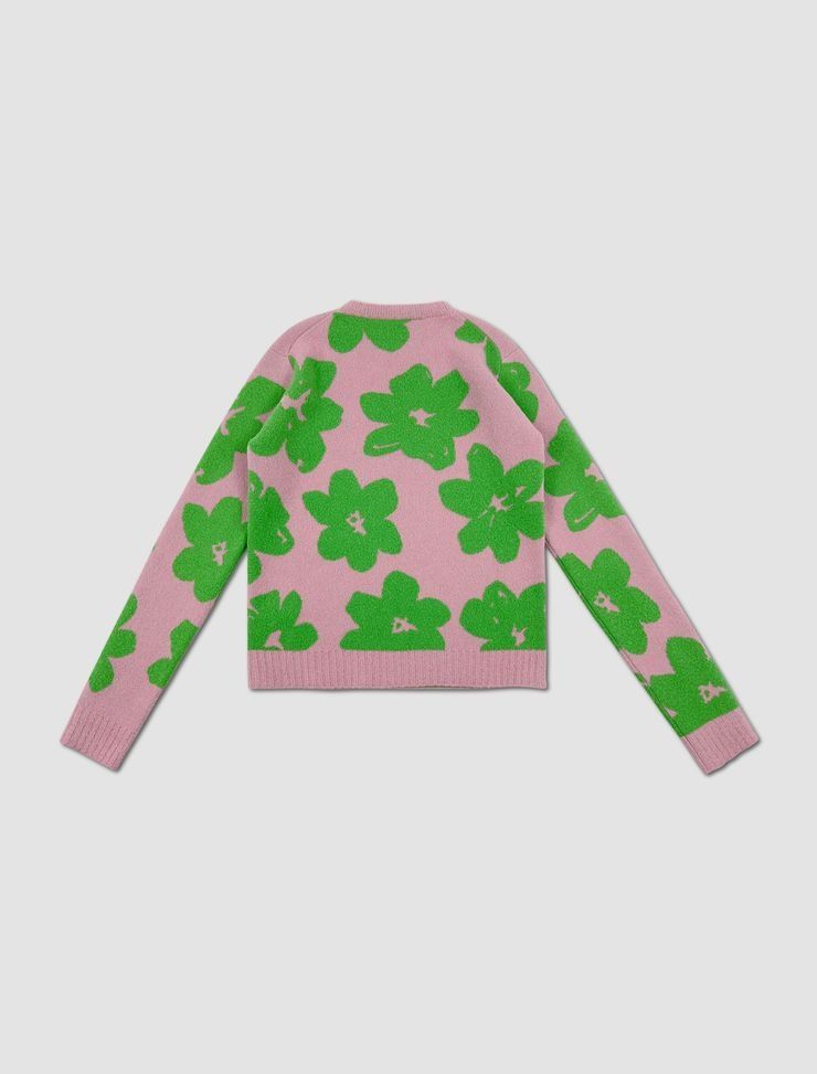 Jil Sander o1mt1gz0625 Jacquard Sweater in Pink & Green Size S / US 4 / IT 40 - 3 Thumbnail