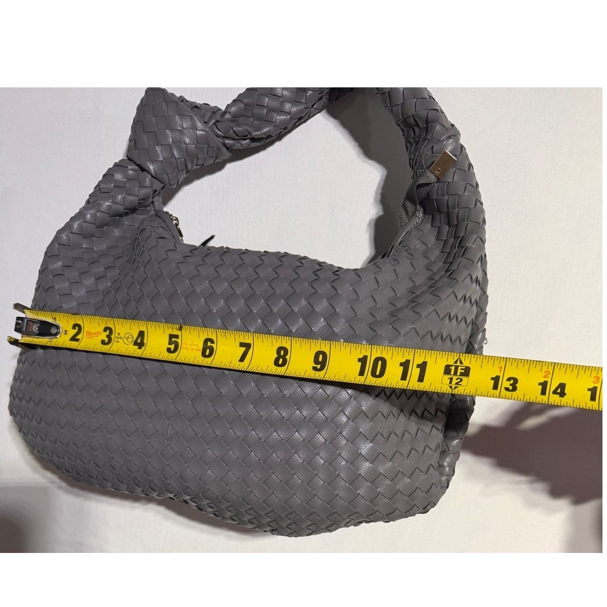non GLITZY Gray Woven Hobo Bag Large Shoulder Purse Leather NWT Size ONE SIZE - 5 Thumbnail