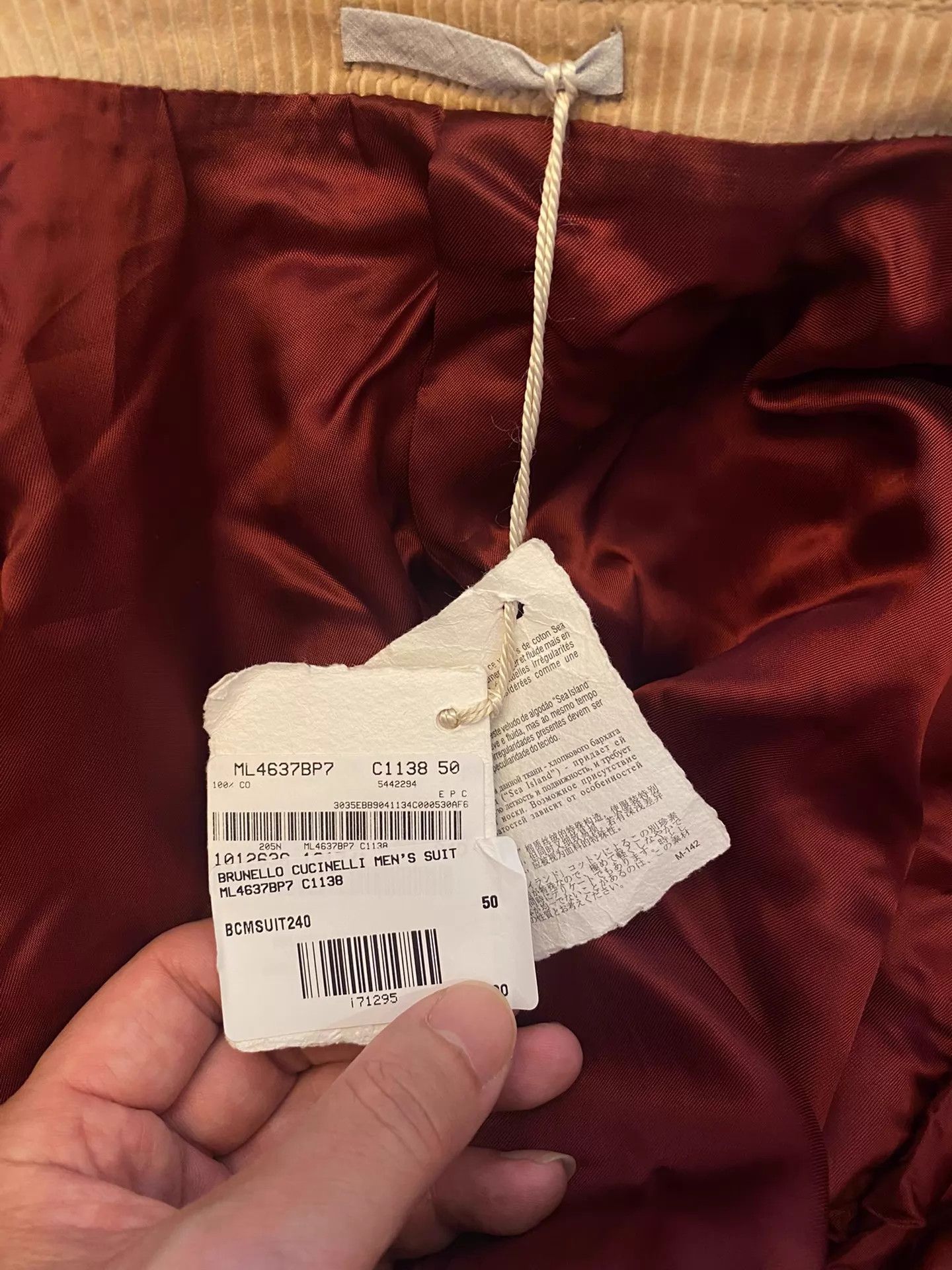 Brunello Cucinelli BC Double-Breasted Corduroy Suit Size 50 Size 50R - 8 Thumbnail