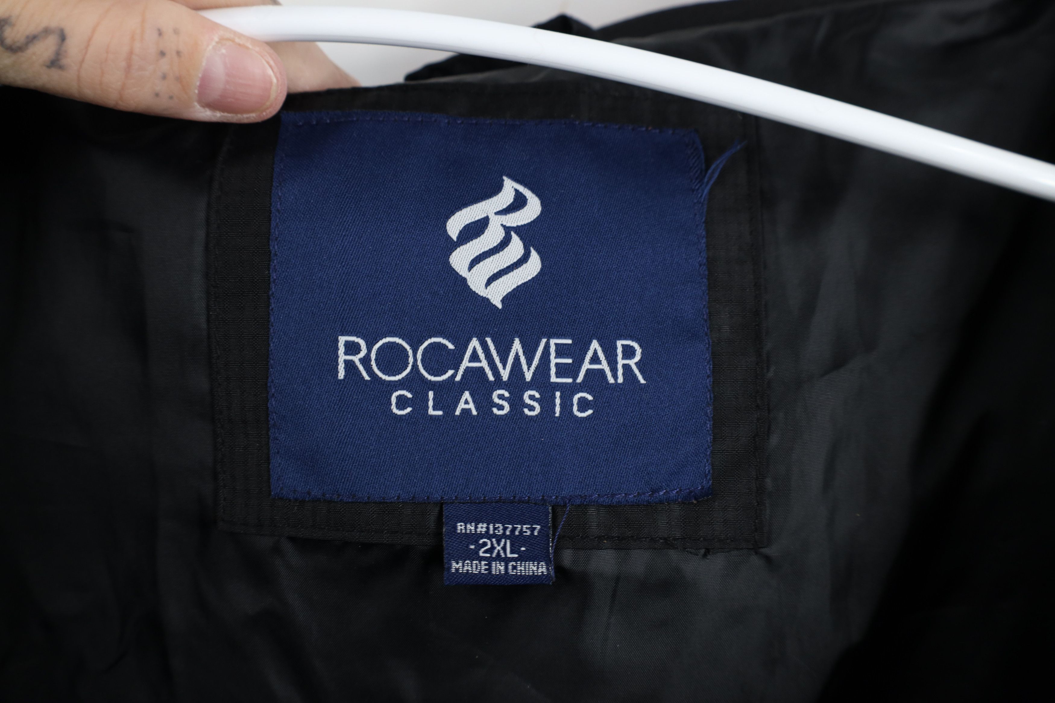 Rocawear Vintage Rocawear Full Zip Hooded Puffer Vest Jacket Black Size US XXL / EU 58 / 5 - 10 Thumbnail