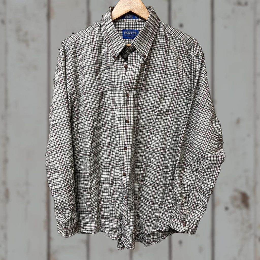 Pendleton Pendleton Mens Large Button-Down Shirt Plaid Cotton Wool Gray Black Multicolor Long Sleeve Button Up Size US L / EU 52-54 / 3 - 1 Thumbnail