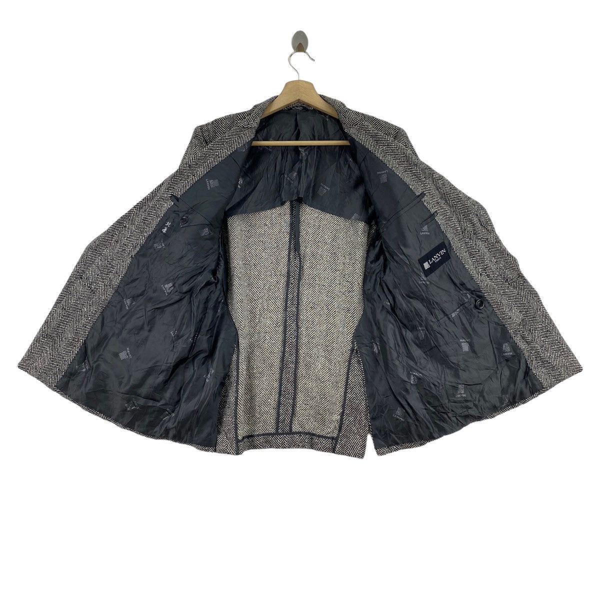 Lanvin × Vintage Vintage LANVIN PARIS Grey Wool Blazer Coat Size US M / EU 48-50 / 2 - 5 Thumbnail