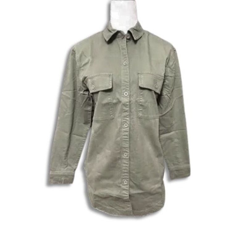Other Jessica Simpson Shirt Jacket Button-Down Denim Green XS NWT Size XS / US 0-2 / IT 36-38 - 2 Thumbnail