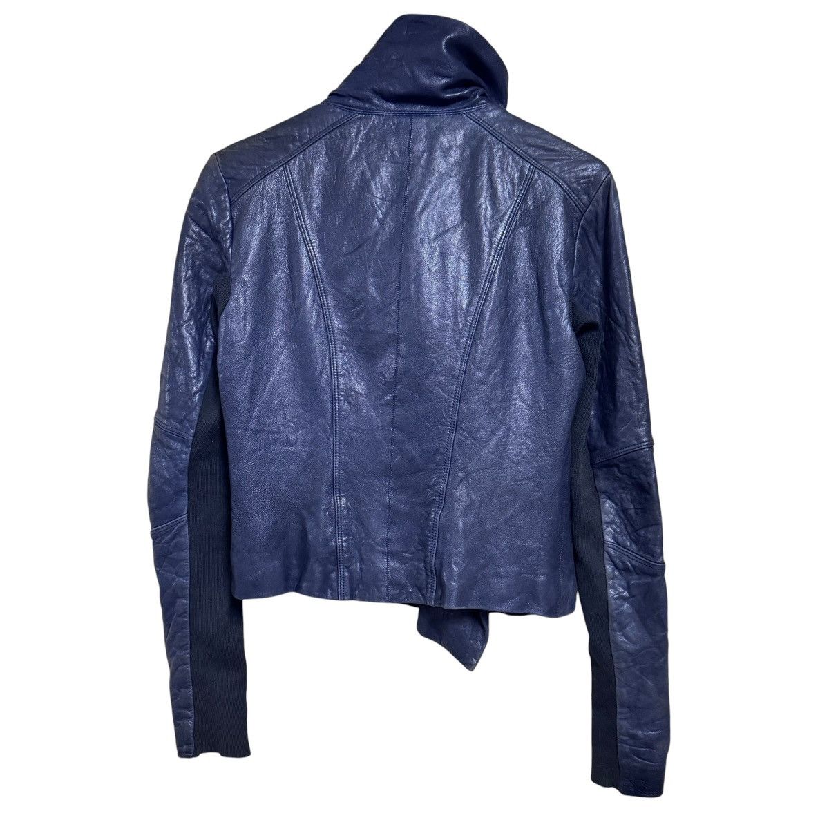 Japanese Brand Husk Hi-Neck Leather Biker Jacket Rick Owens Style Size S / US 4 / IT 40 - 7 Thumbnail