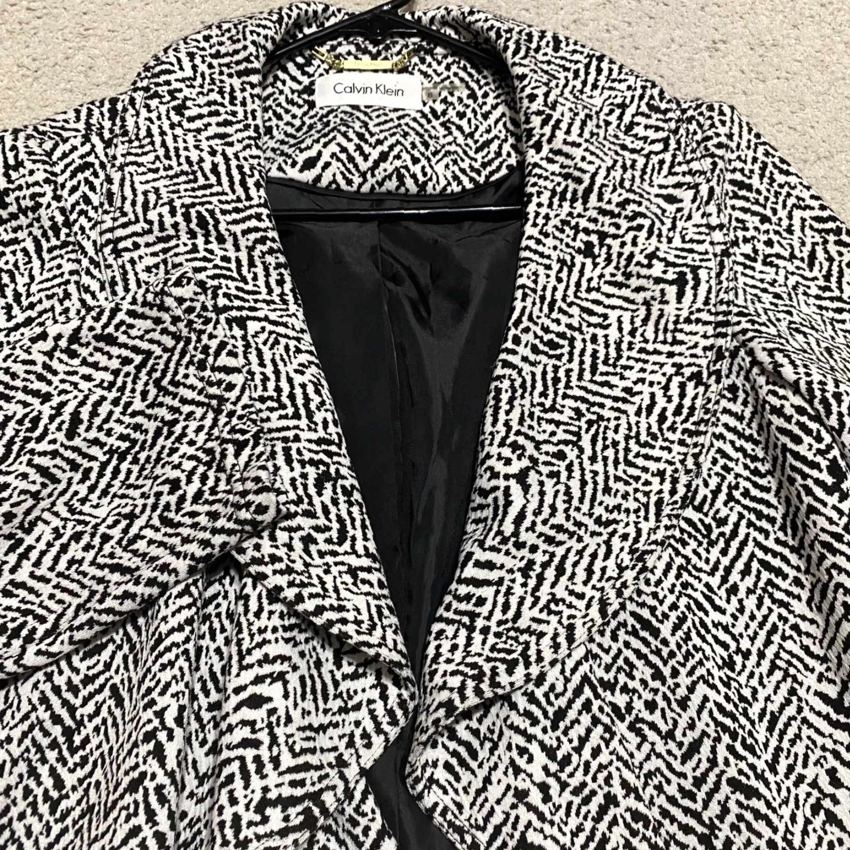 Calvin Klein Calvin Klein Womens Jacket sz 8 Blazer Black White Geometric Ruffle Open Front Size M / US 6-8 / IT 42-44 - 4 Thumbnail