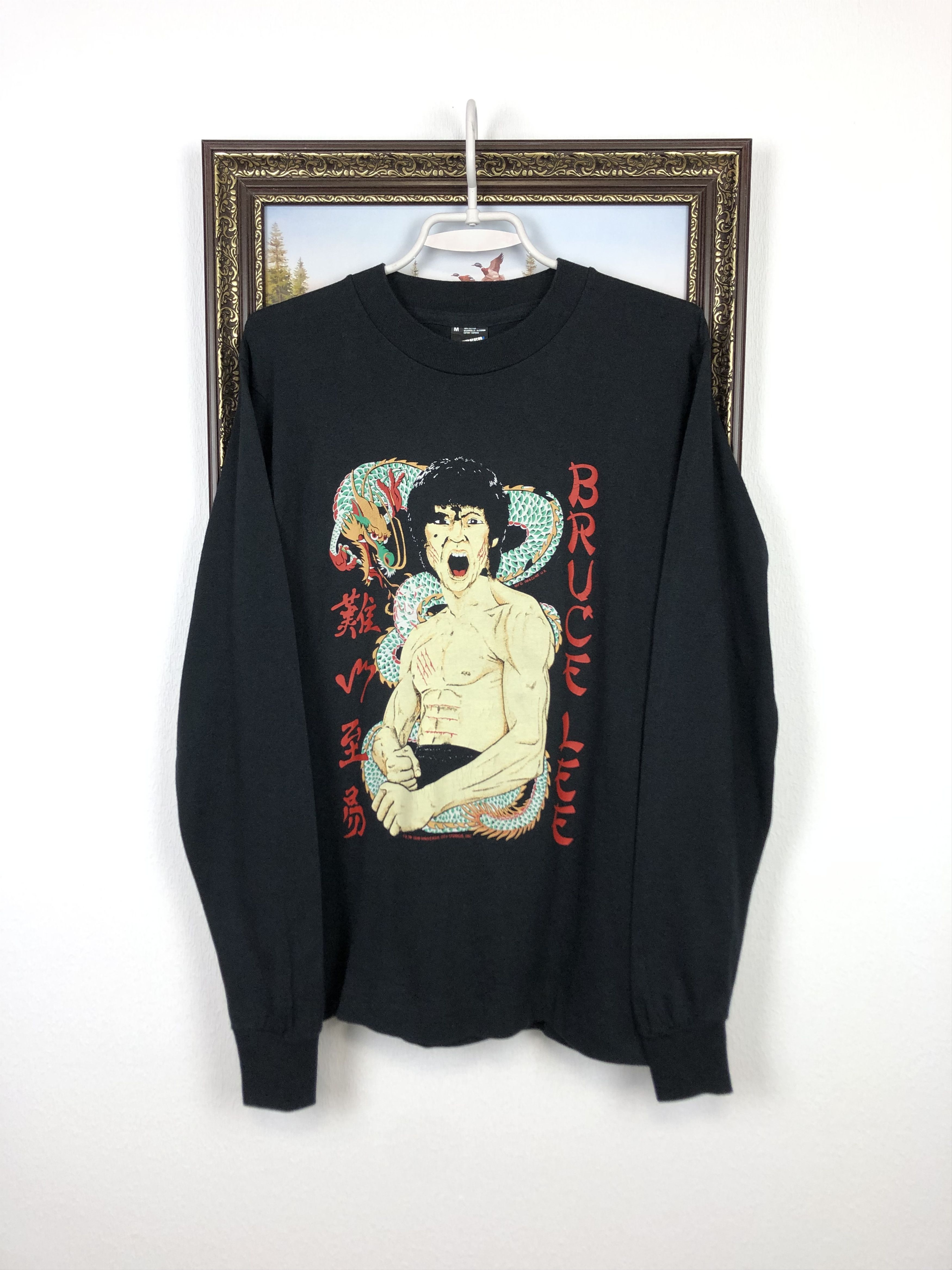 Vintage Bruce Lee Dragon Kung Fu Movie Over Print Shirt Tee