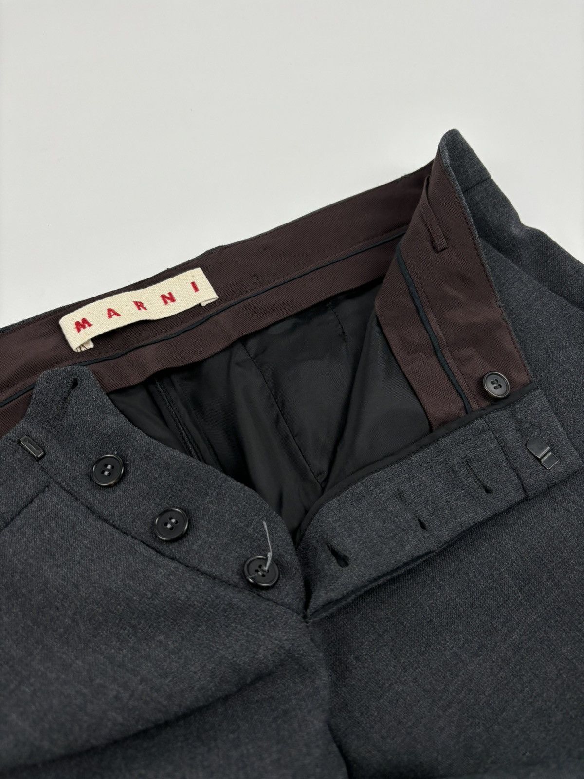 Balenciaga × Marni Unisex Commessa Wool Italy Classic Grey Pants Pocket Tapered Trousers 44 Size 30" / US 8 / IT 44 - 14 Thumbnail