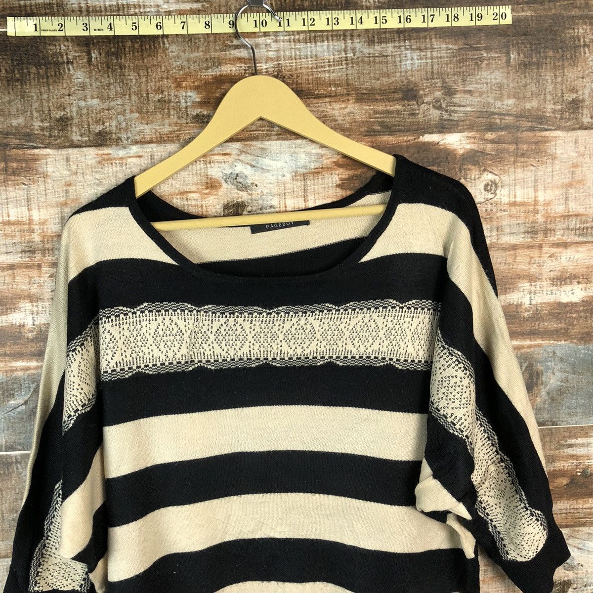 Japanese Brand Oversized Page Boy Stripe Brown Knitwear #A965 Size XL / US 12-14 / IT 48-50 - 5 Thumbnail