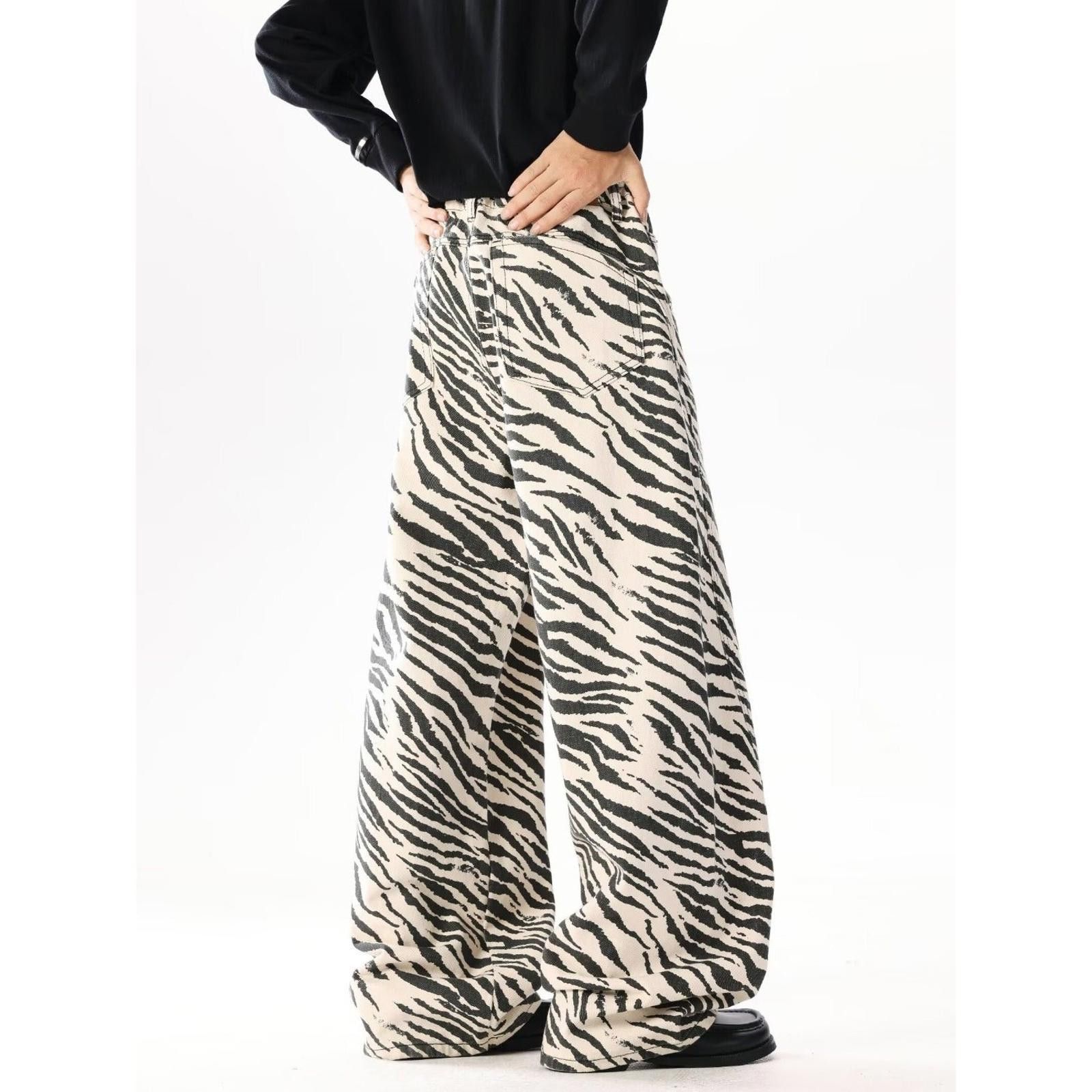 Japanese Brand Black and White Zebra Print Baggy Wide Leg Pants Size 28" / US 6 / IT 42 - 4 Thumbnail
