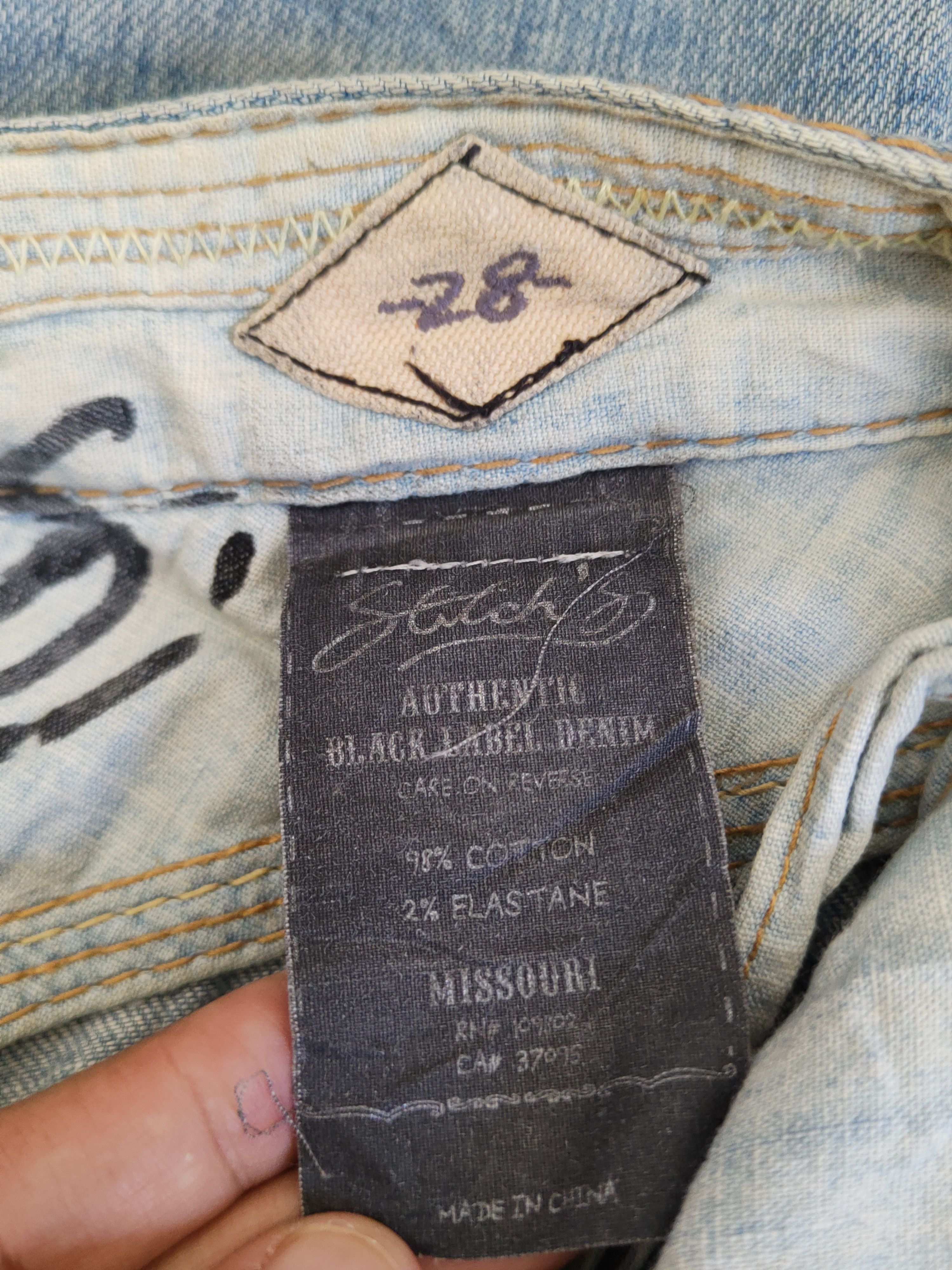 Stitch's Jeans Stitch's Blue selvedge Distressed Ripped Jeans #W1905 Size US 29 - 18 Thumbnail