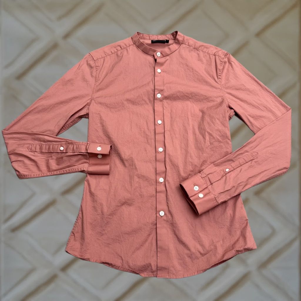 Asos ASOS Band Collar Shirt Mens Small Pink Long Sleeve Cotton Top Button Down Size US S / EU 44-46 / 1 - 1 Thumbnail