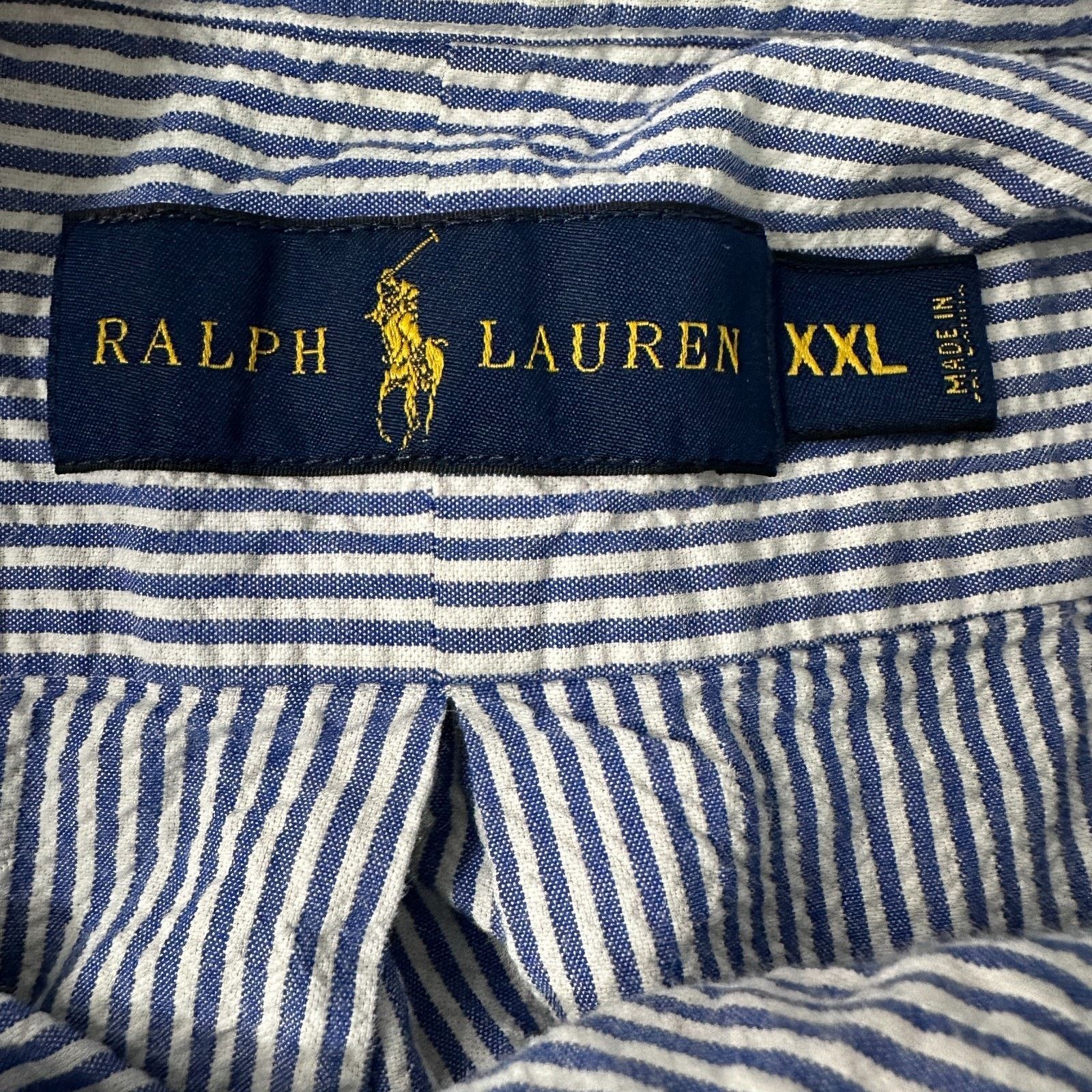 Ralph Lauren Polo Ralph Lauren Seersucker Shirt Men's 2XL XXL Blue White Size US XXL / EU 58 / 5 - 6 Thumbnail