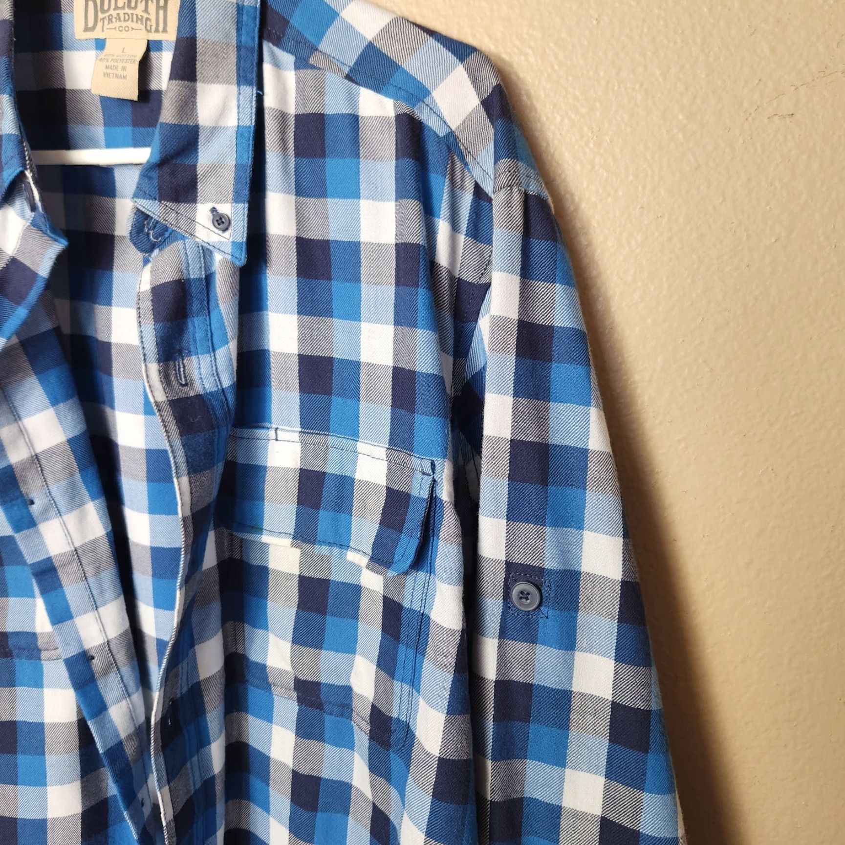 CO Duluth Trading Co Mens Crosscut Performance Blue Plaid Flannel Shirt L Size US L / EU 52-54 / 3 - 6 Thumbnail