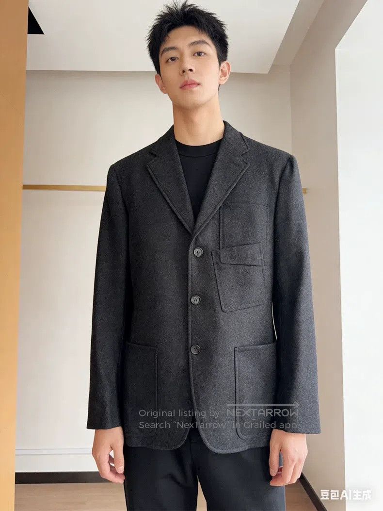 Hermes Hermes Black Woolen Men's Suit Jacket Size 48R - 4 Thumbnail