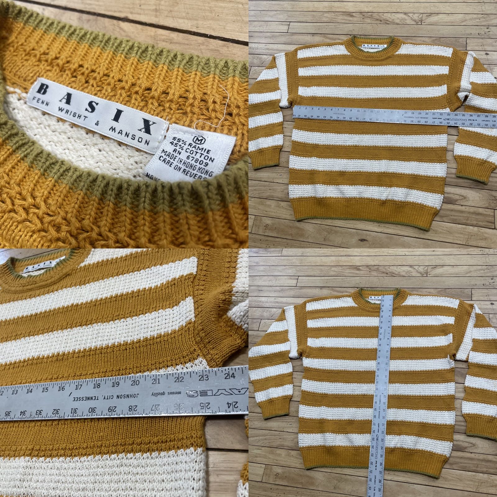 Vintage VINTAGE Basix Fenn Wright & Manson Sweater Men M Gold Cream Chunky Knit 1970s Size US M / EU 48-50 / 2 - 8 Thumbnail