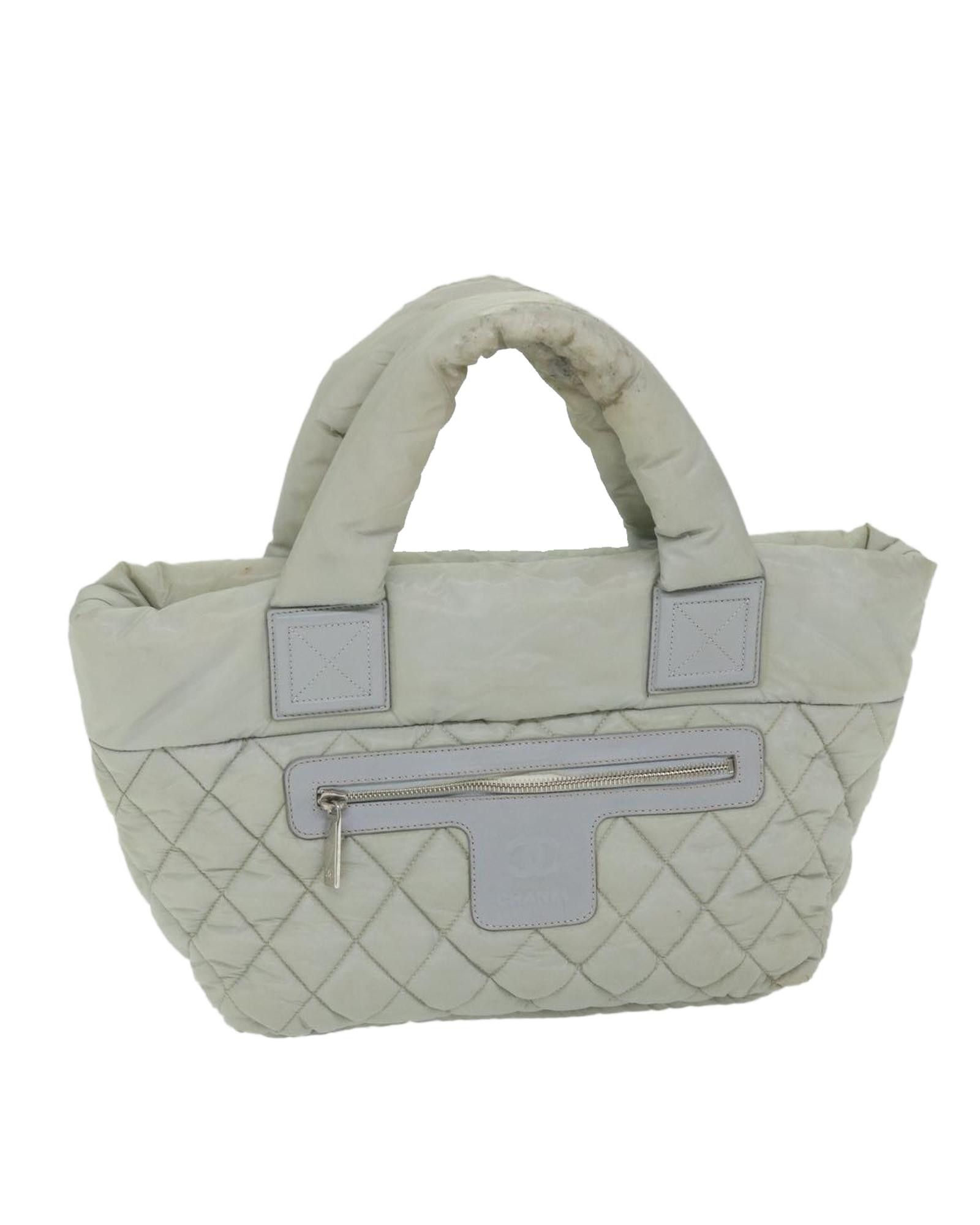 image of Chanel Nylon Gray Hand Bag With Cc Logo in Grey, Women's