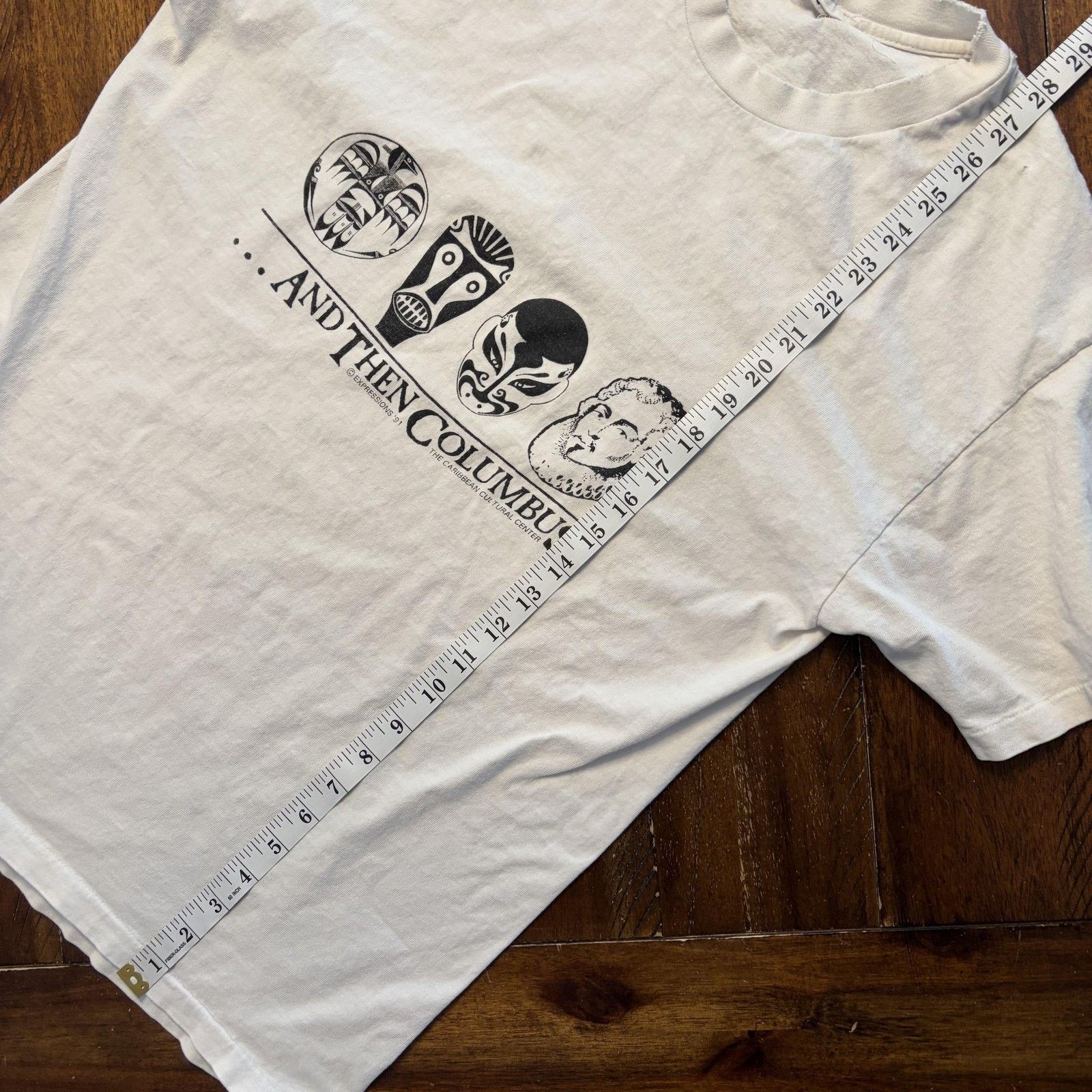 Vintage Vintage And Then Columbus M Caribbean Masks Graphic 1991 Tee Size US M / EU 48-50 / 2 - 6 Thumbnail