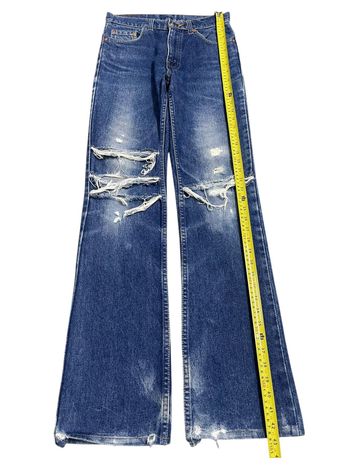 Vintage 80s Levis 517 Blue Wash Distressed Bootcut Jeans