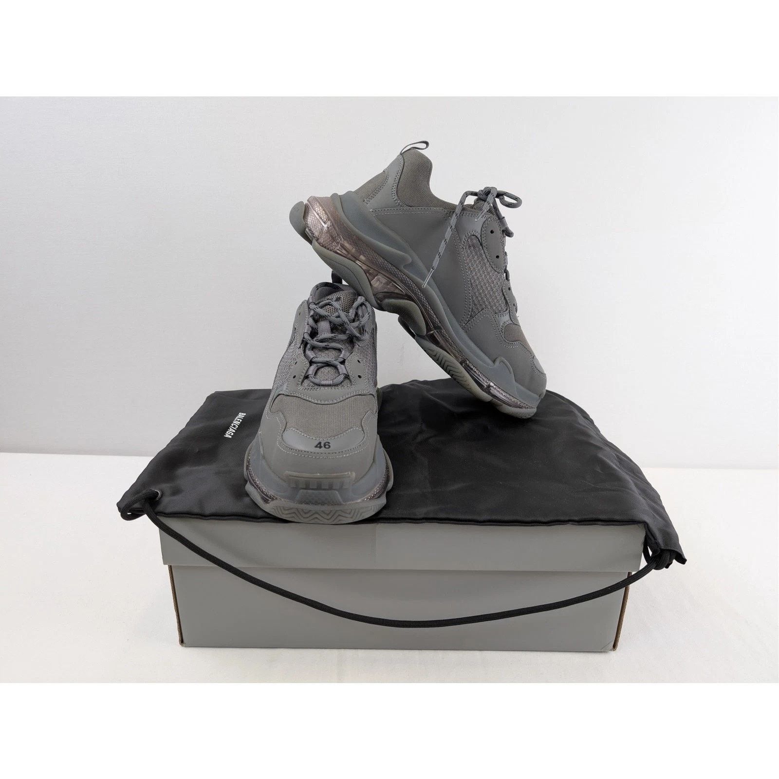 Balenciaga o1rshd1 Clear Sole Leather Free Triple S Sneakers Dark Grey Size US 12 / EU 45 - 19 Thumbnail