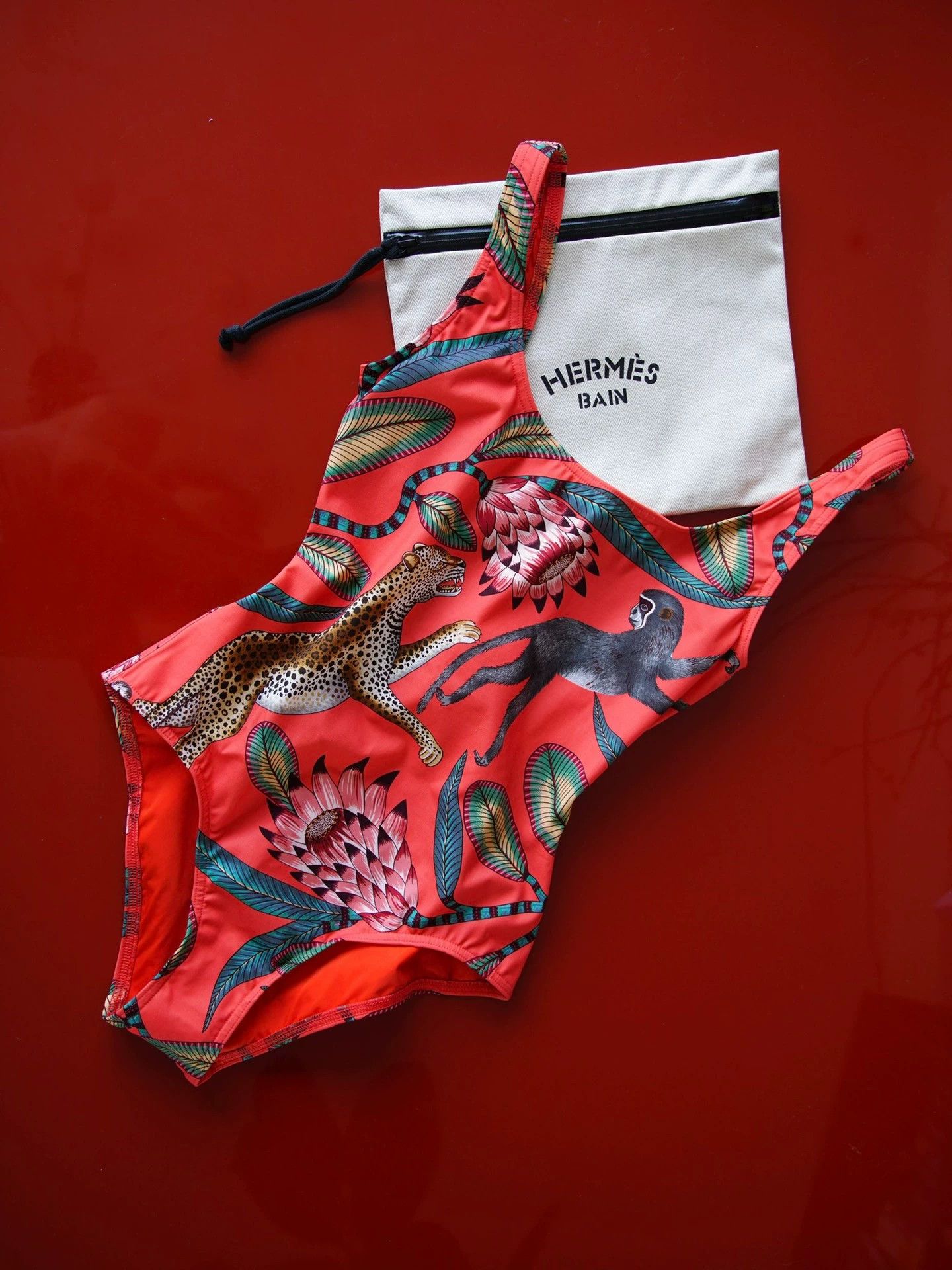 Hermes Hermes Leopard Monkey Open Back Swimsuit Women S 36 Size XS / US 0-2 / IT 36-38 - 2 Thumbnail