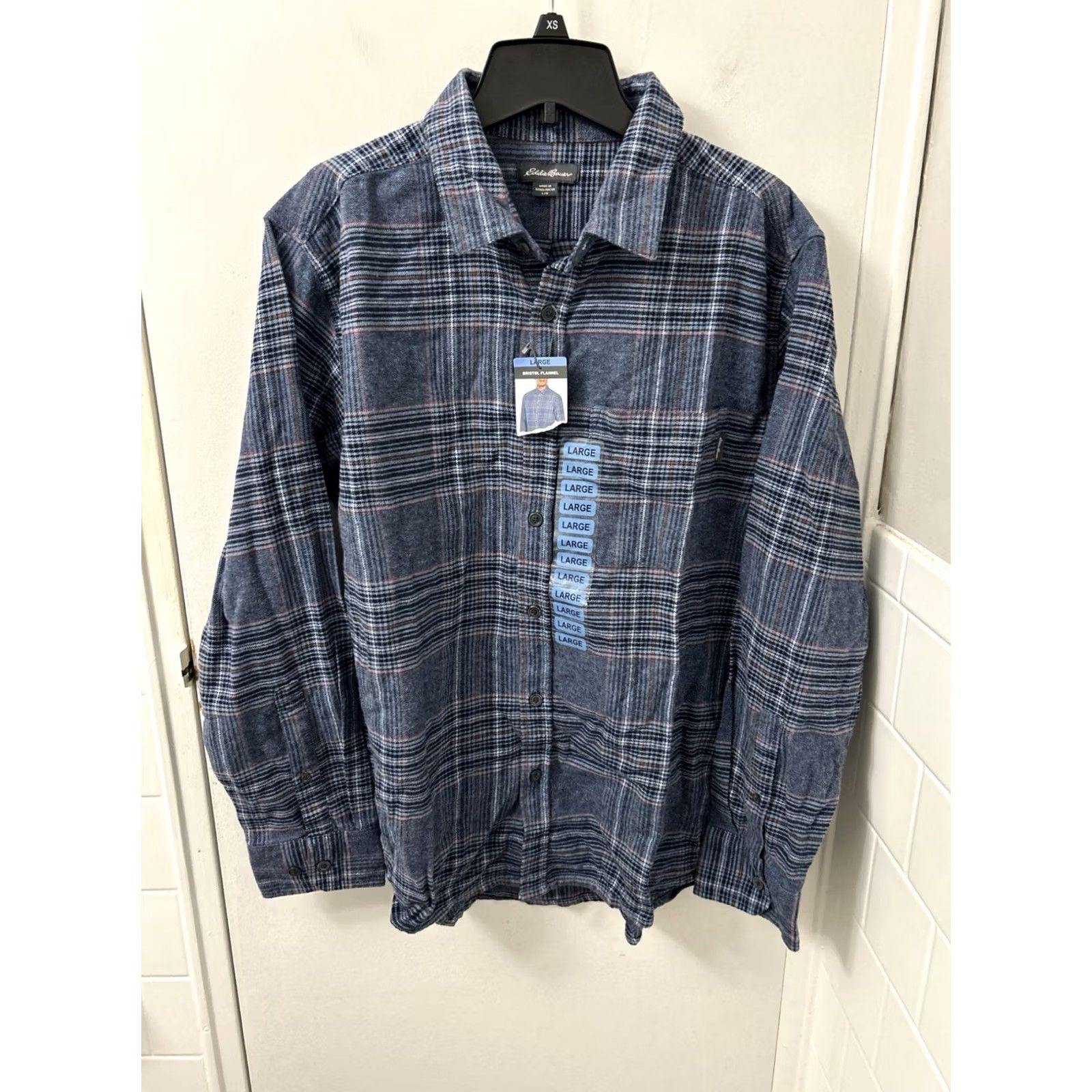 Eddie Bauer Eddie Bauer Bristol Flannel Shirt Mens L Blue Plaid Button-Down L/S NWT Size US L / EU 52-54 / 3 - 2 Thumbnail