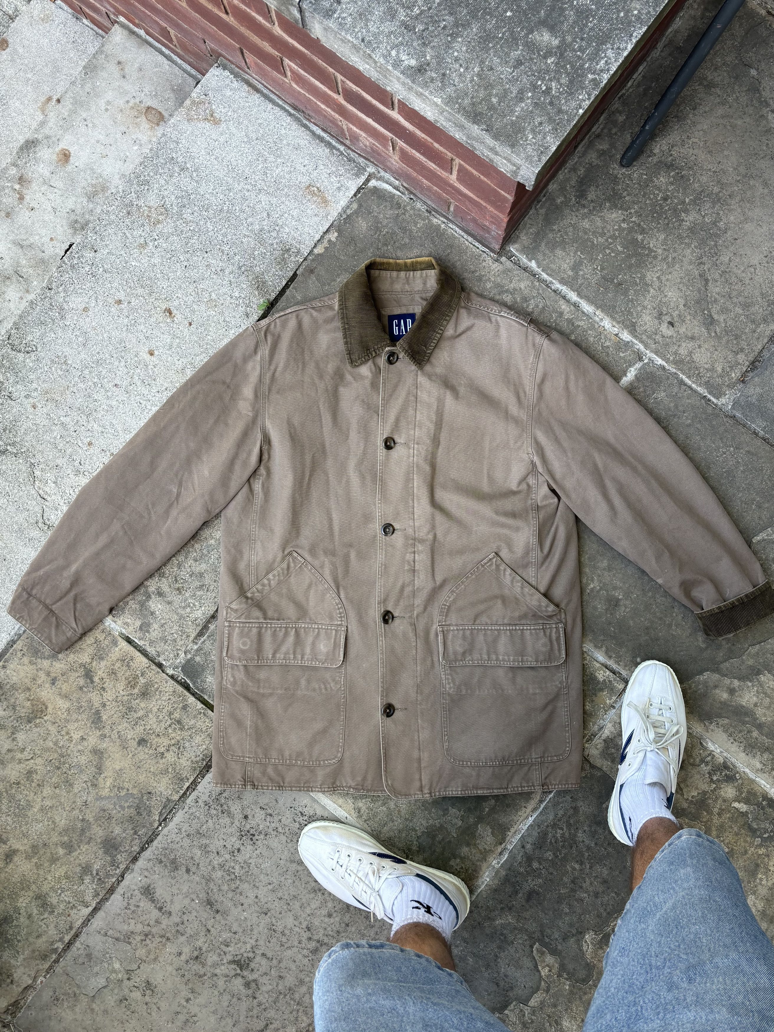 Gap × Vintage 1990s Vintage GAP Chore Coat Quilt Lined Canvas Corduroy Size US L / EU 52-54 / 3 - 2 Thumbnail