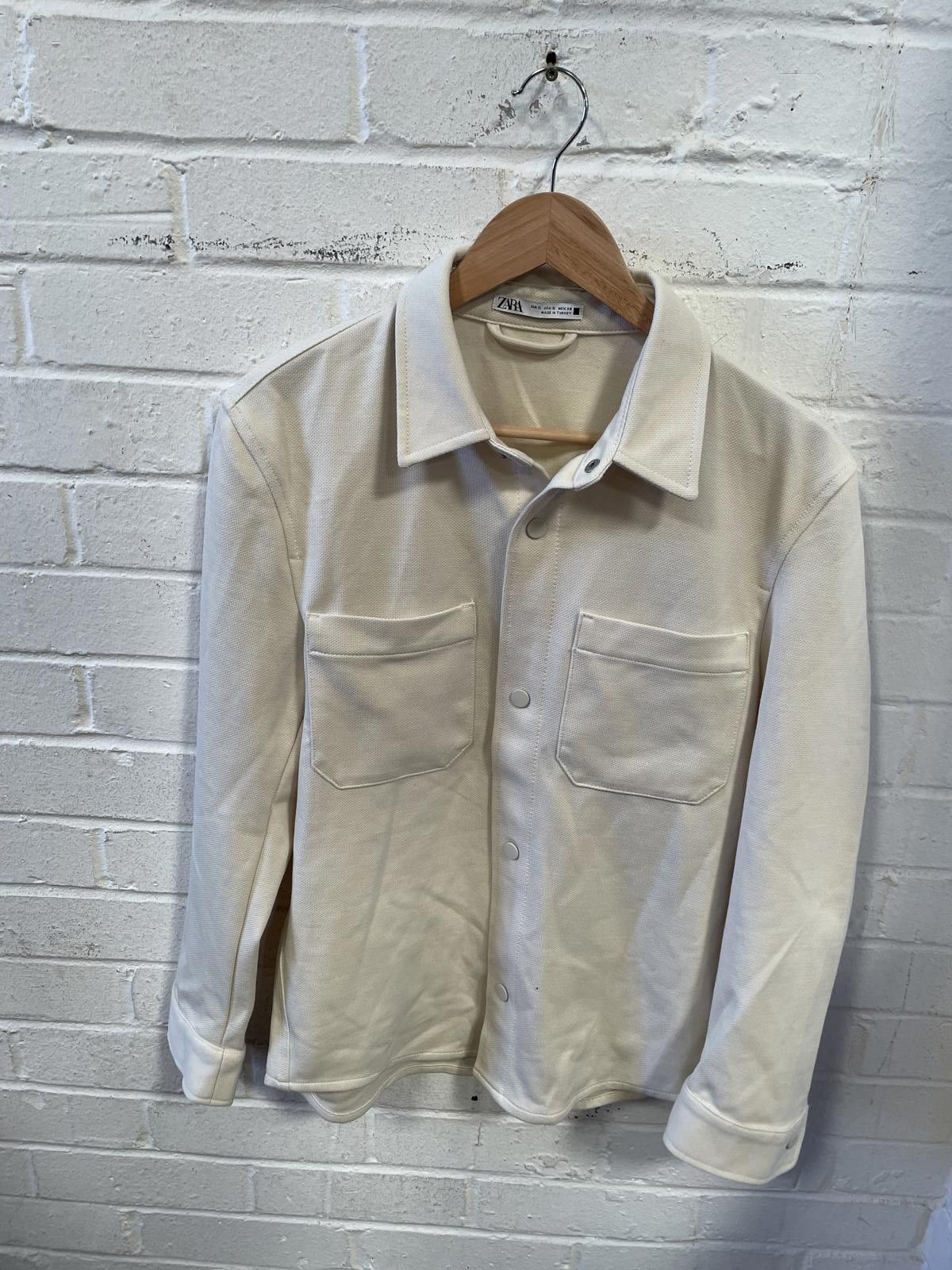 Zara Zara Men's Cream Button-Up Shirt Jacket Size US M / EU 48-50 / 2 - 1 Thumbnail