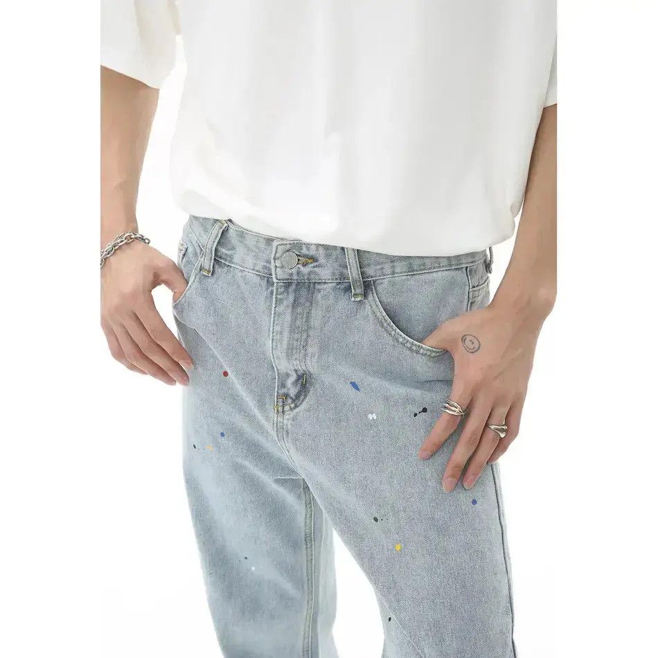 Japanese Brand Retro loose straight leg graffiti jeans Size US 32 / EU 48 - 3 Thumbnail