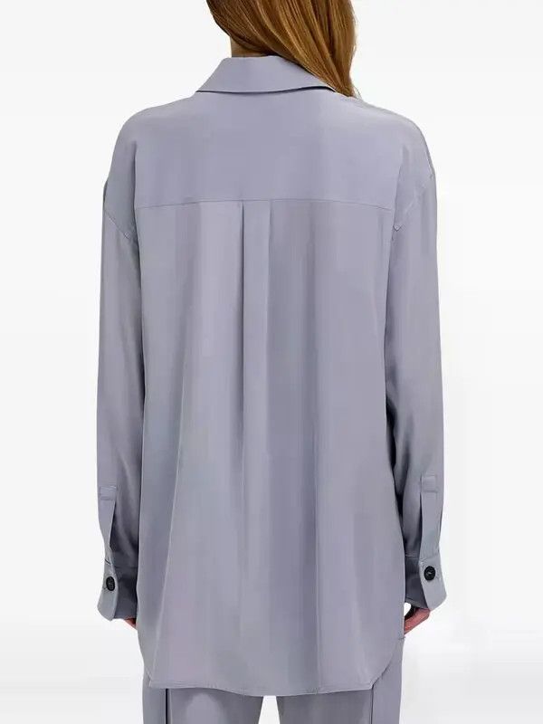 Salvatore Ferragamo o1s1rm0526 Double-pocket Shirt in Grey Size L / US 10 / IT 46 - 3 Thumbnail