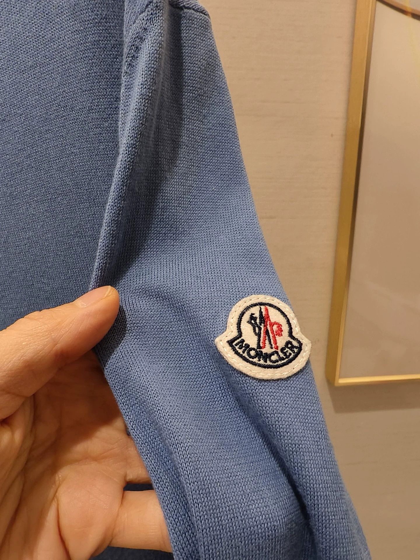 Moncler Moncler Knit Paneled Sweater Muted Blue L fits M/L Size US L / EU 52-54 / 3 - 3 Thumbnail