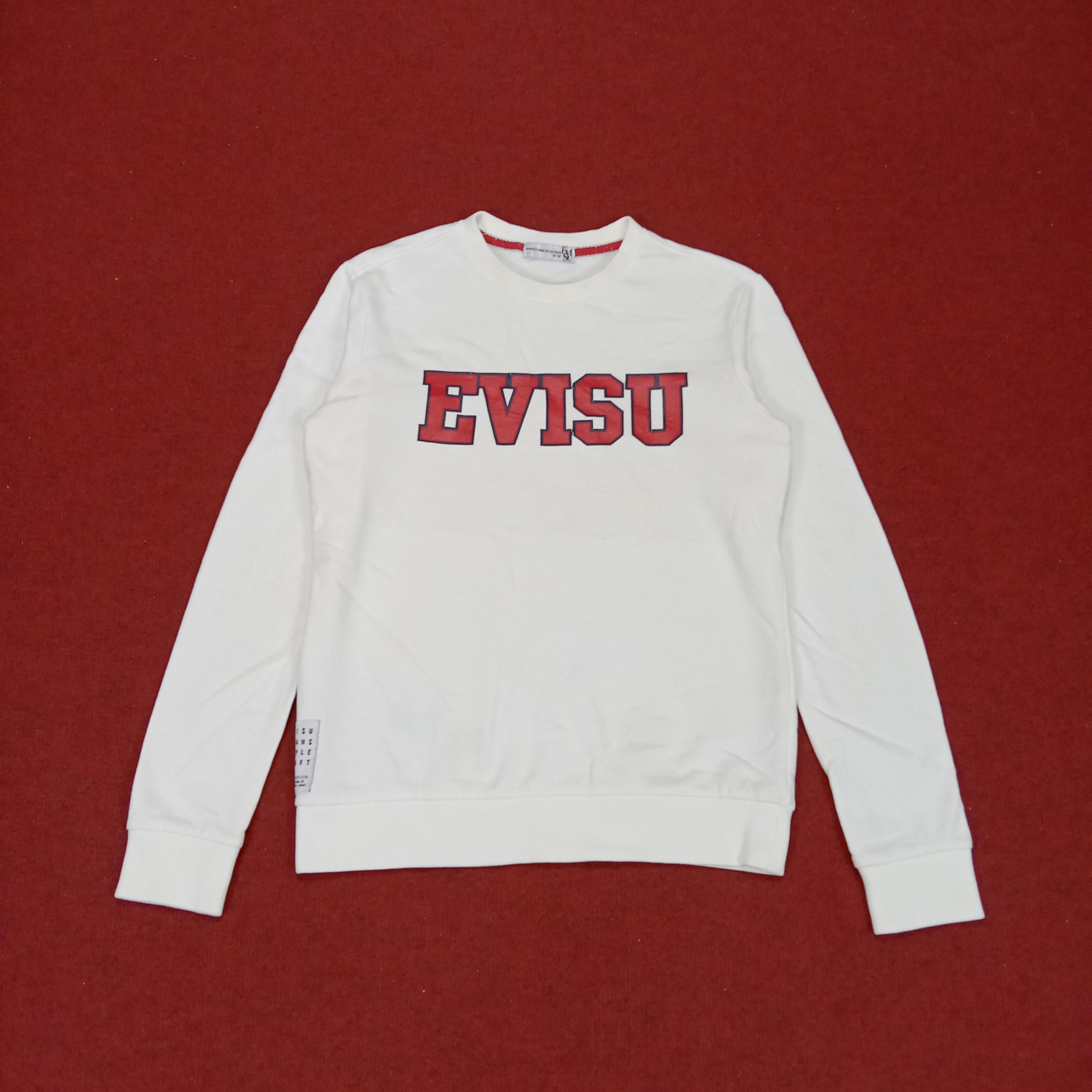 image of Vintage Evisu Sweatshirt Spell Out Design Streetwear Style in White, Men's (Size Small)
