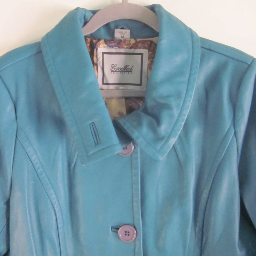 Excelled Excelled Teal Leather Coat Women Size M Size M / US 6-8 / IT 42-44 - 6 Thumbnail