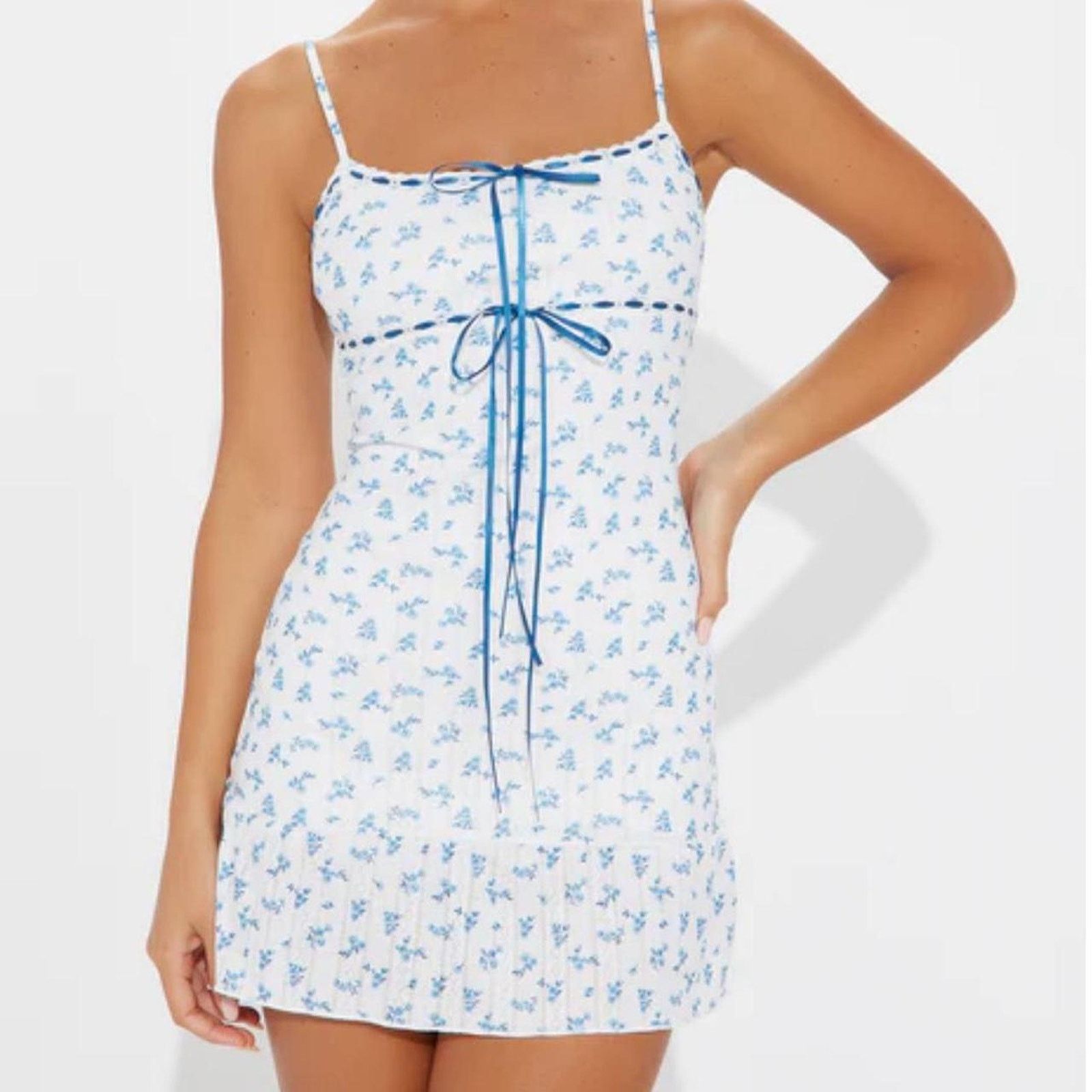 PRINCESS POLLY White and blue floral Size XS / US 0-2 / IT 36-38 - 1 Thumbnail