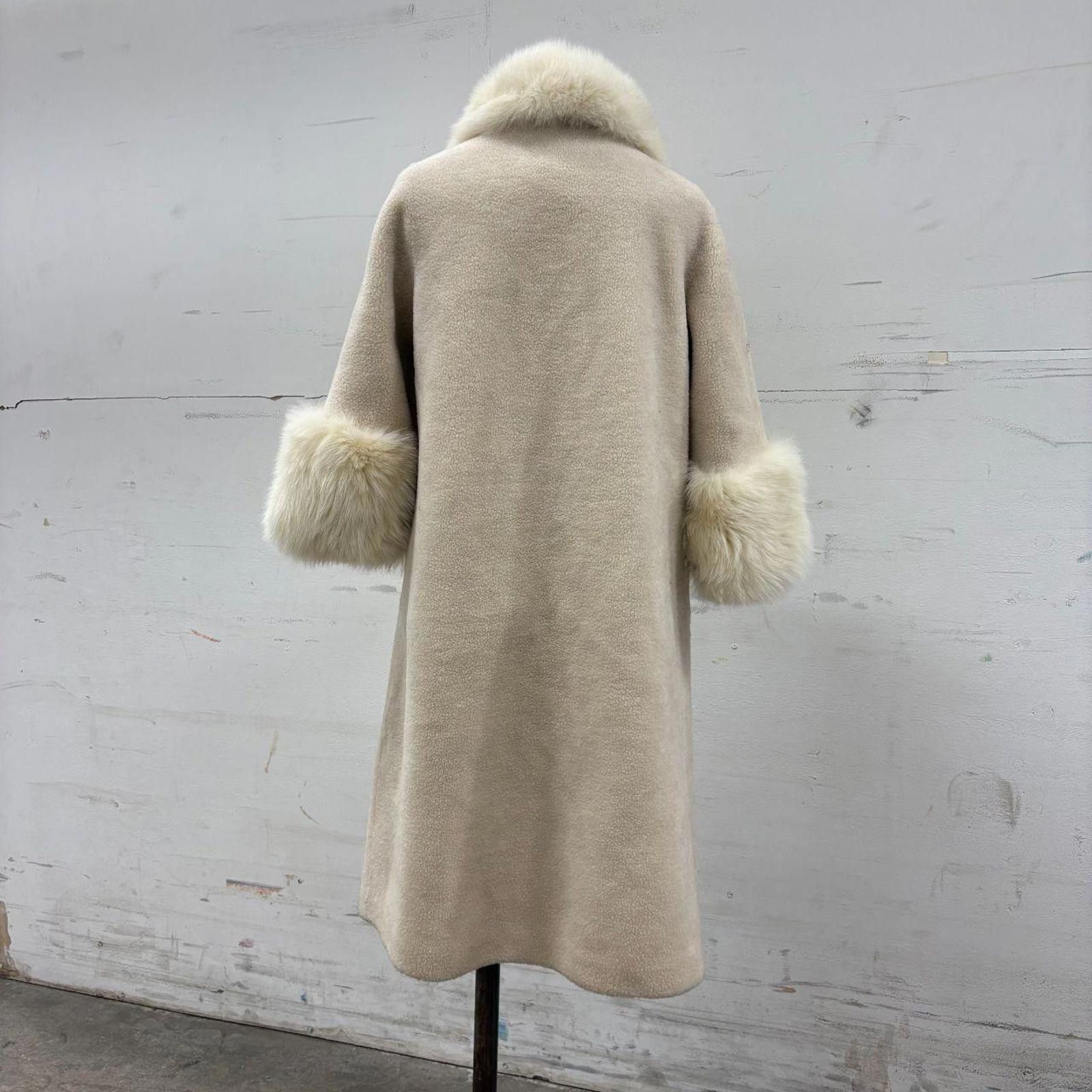Other Vintage Y2K Cream Fleece Princess Coat with Genuine Fox Fur Size M / US 6-8 / IT 42-44 - 6 Thumbnail