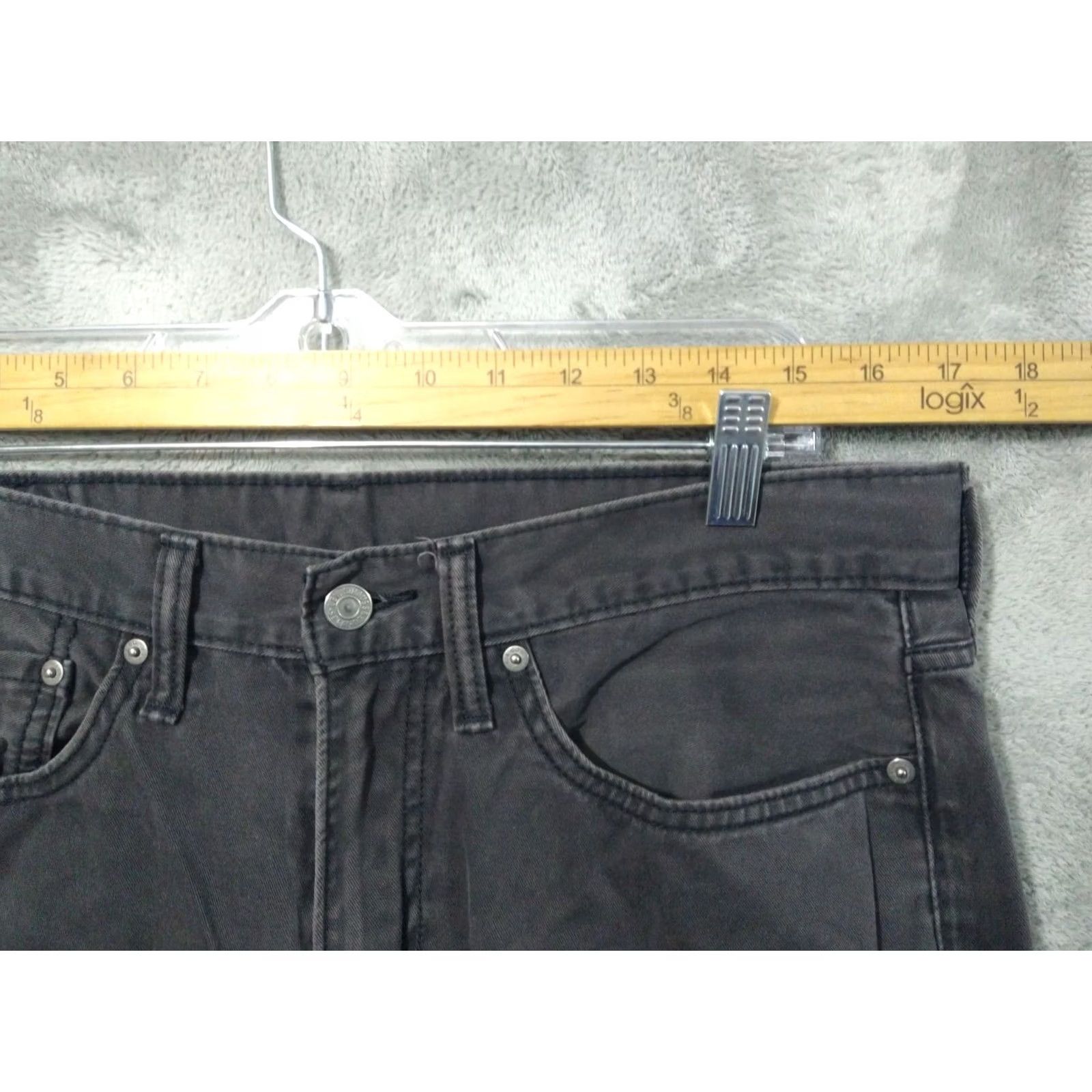 Levi's Levi's 514 Jeans Mens 34x34 Black Denim Slim Straight Mid Rise Dark Wash Stretch Size US 34 / EU 50 - 3 Thumbnail