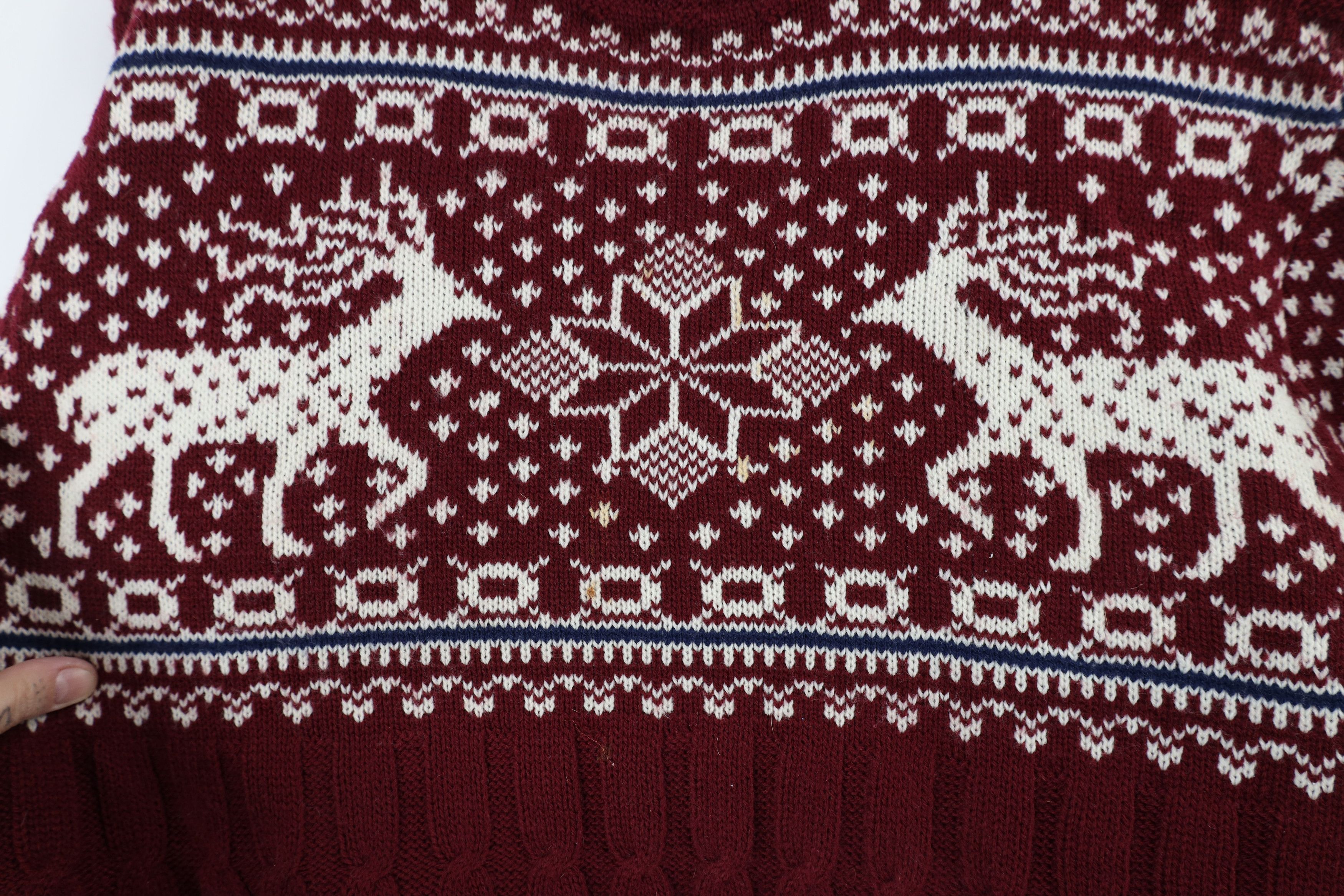 Vintage Vintage 70s Streetwear Fair Isle Reindeer Cable Knit Sweater Size US M / EU 48-50 / 2 - 4 Thumbnail