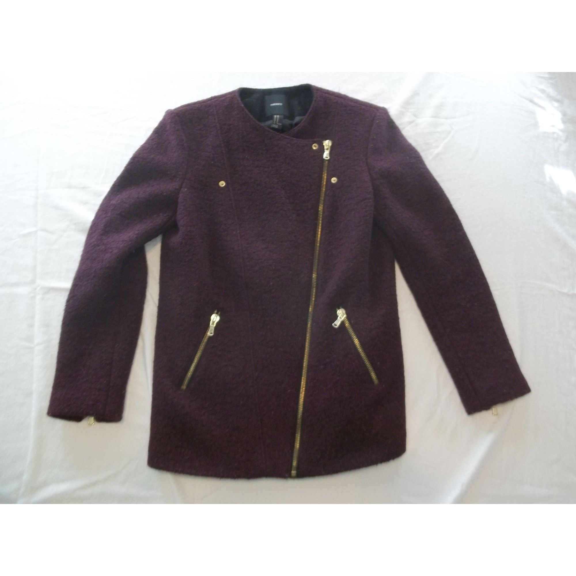 Forever 21 Forever 21 Peacoat Women Sz M Plum Full Zip Wool Long Sleeve Size M / US 6-8 / IT 42-44 - 1 Thumbnail