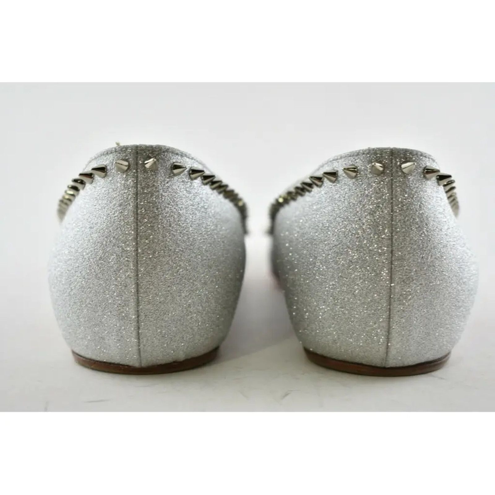 Christian Louboutin Christian Louboutin Anjalina Flat Silver Glitter Spike Size US 8.5 / IT 38.5 - 11 Thumbnail