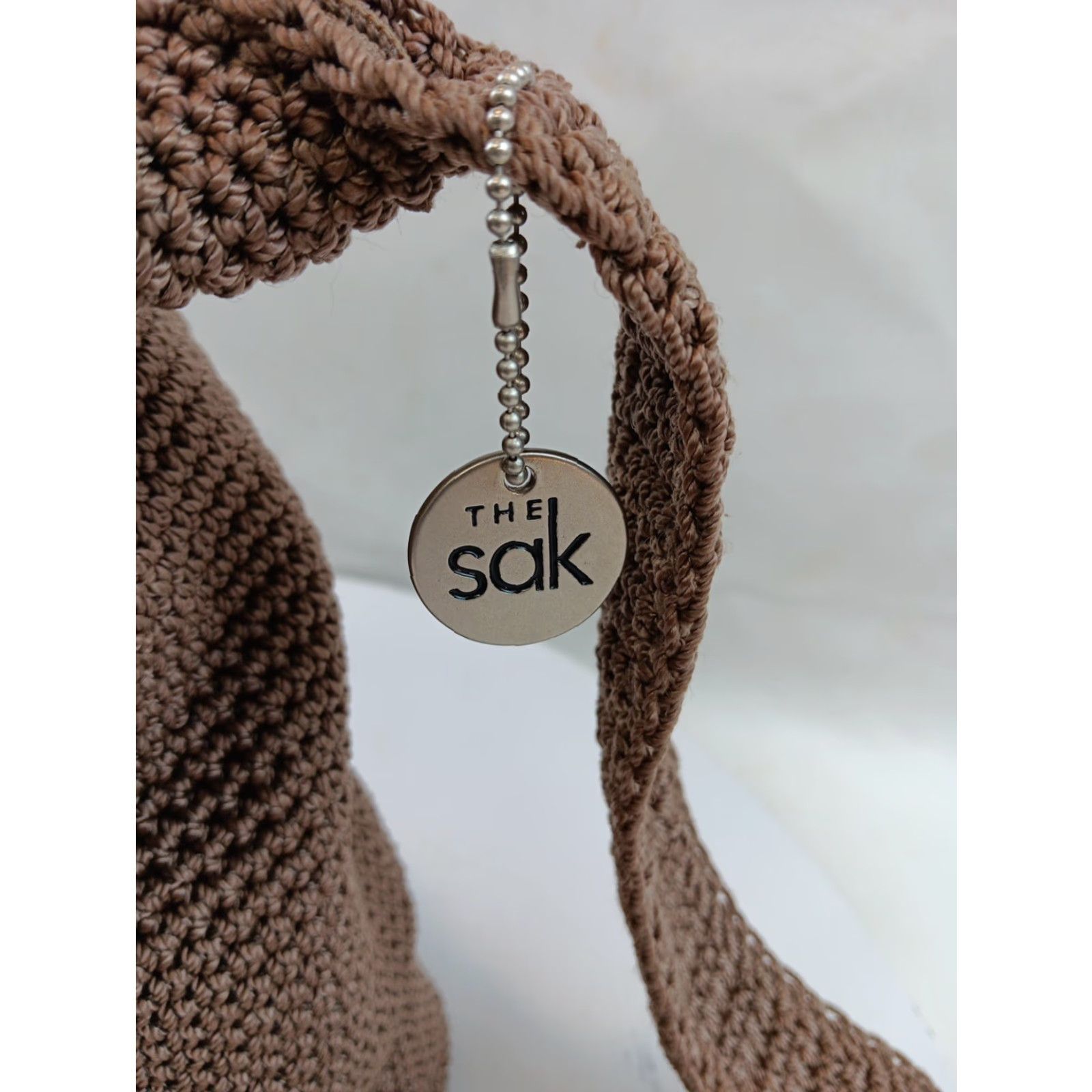 The Sak The Sak Crochet Crossbody Bag Dark Beige Top Zipper Exterior Pocket Charm Size L / US 10 / IT 46 - 6 Thumbnail