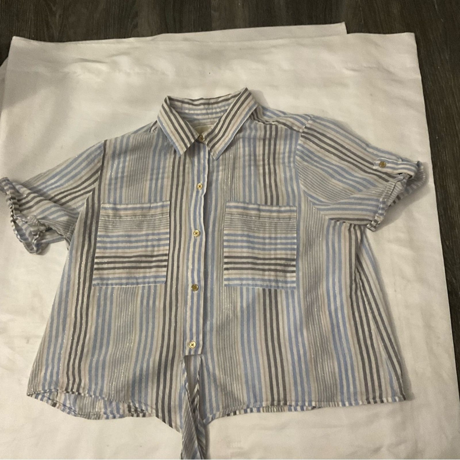 Michael Kors MiCHAEL Michael Kors Cropped Blouse Front Tie XL Size XL / US 12-14 / IT 48-50 - 5 Thumbnail