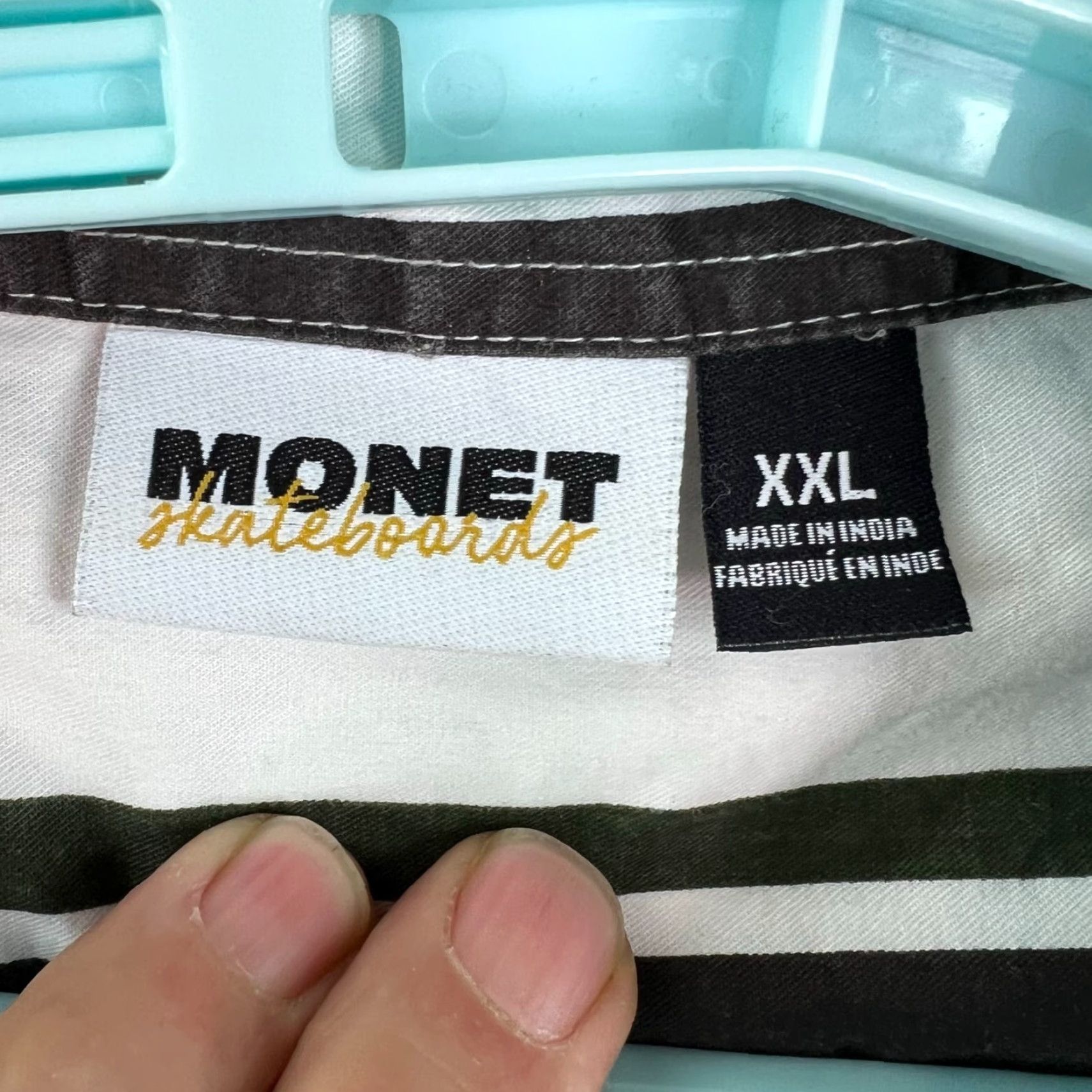 Vintage VINTAGE Monet Men’s Short Sleeve Button-Up Shirt 2XL Black White Striped Cotton Casual Size US XXL / EU 58 / 5 - 3 Thumbnail