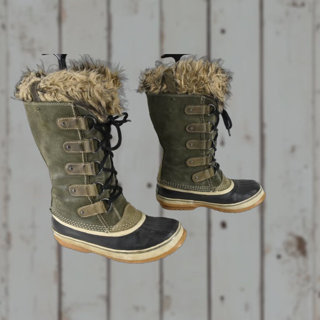 SOREL Sorel Joan Of Arctic Waterproof Faux Fur Snow Boots 7 Green/Black NL1540-383 Boots Women Size US 5 / IT 35 - 1 Thumbnail