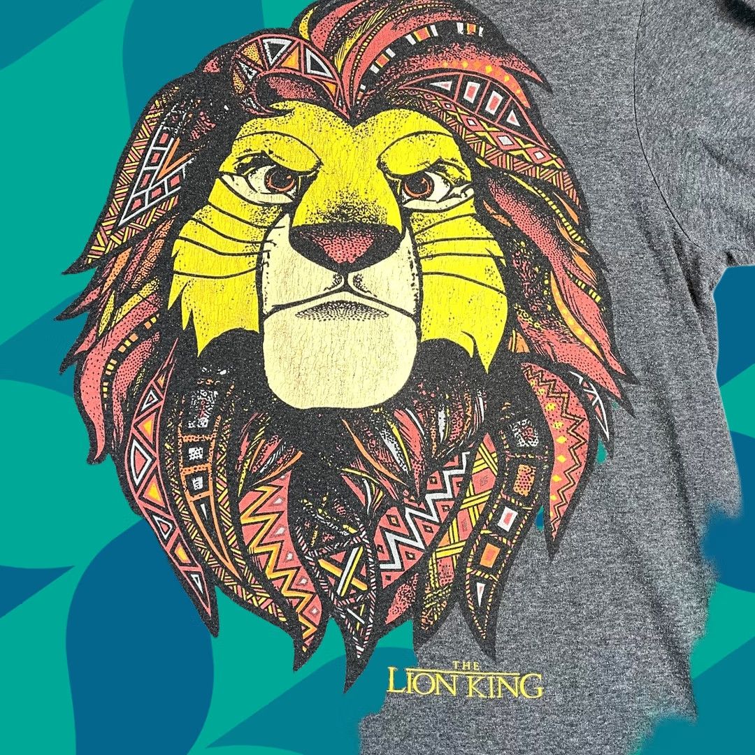 Disney Disney Lion King T Shirt Mens Small Gray Graphic Lion Face Front Print Cotton Polyester Crew Neck Short Sleeve Graphic Size US S / EU 44-46 / 1 - 1 Thumbnail