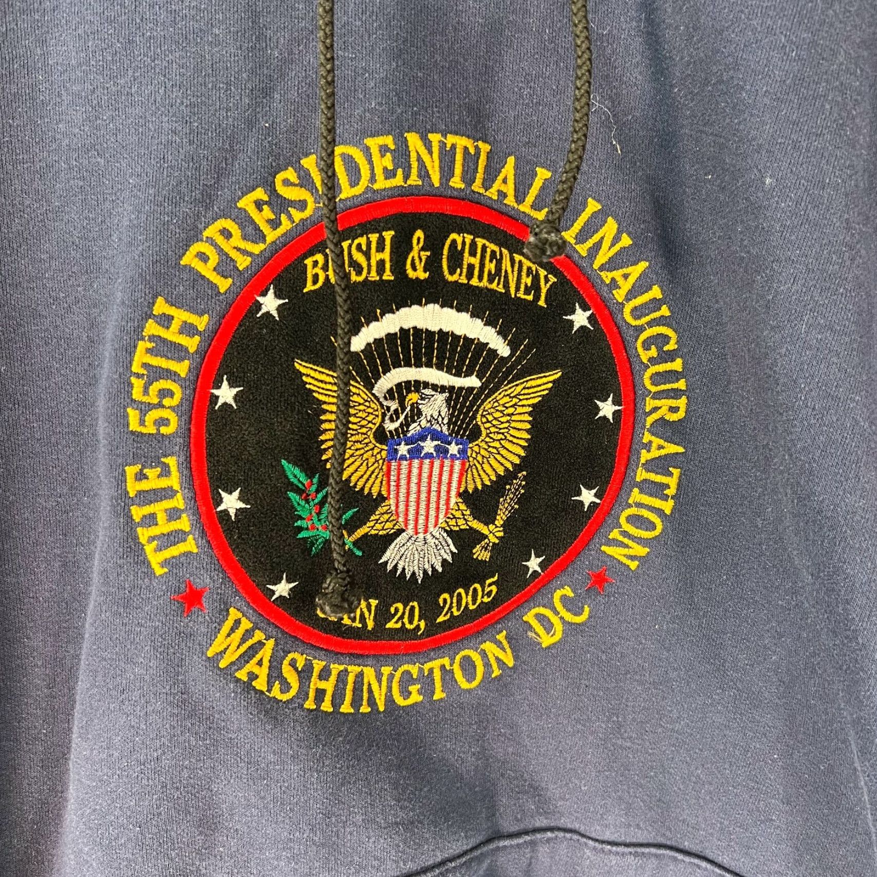 Vintage Pan Mens The 55Th Presidential Inauguration Bush And Cheney Blue Hoodie XL Size Mens Hooded Pullover Graphic 80% Cotton 20% Polyester Blue Size US XL / EU 56 / 4 - 3 Thumbnail