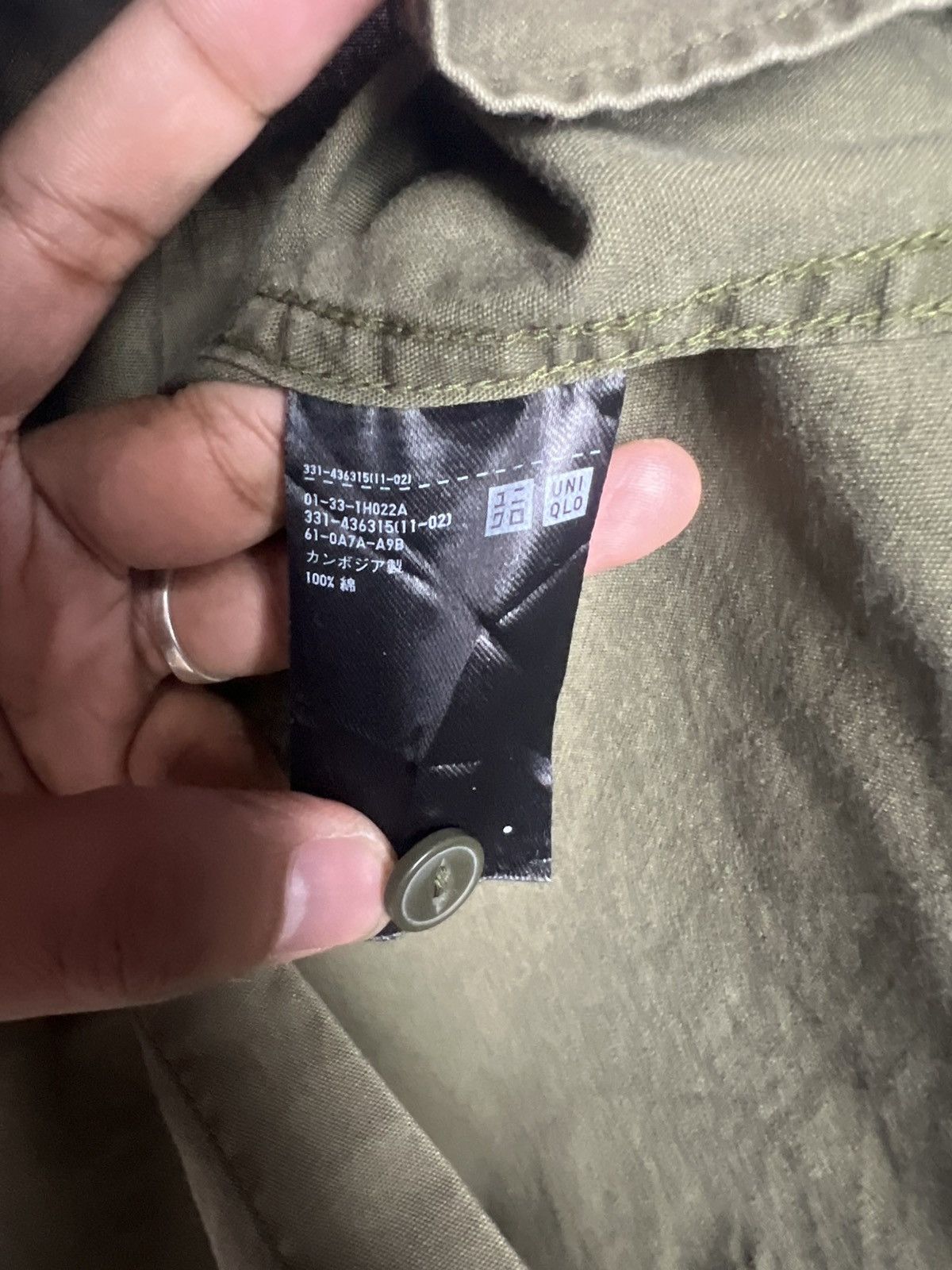 Uniqlo Uniqlo Olive Green Fade Cotton Utility Shirt Size US L / EU 52-54 / 3 - 8 Thumbnail
