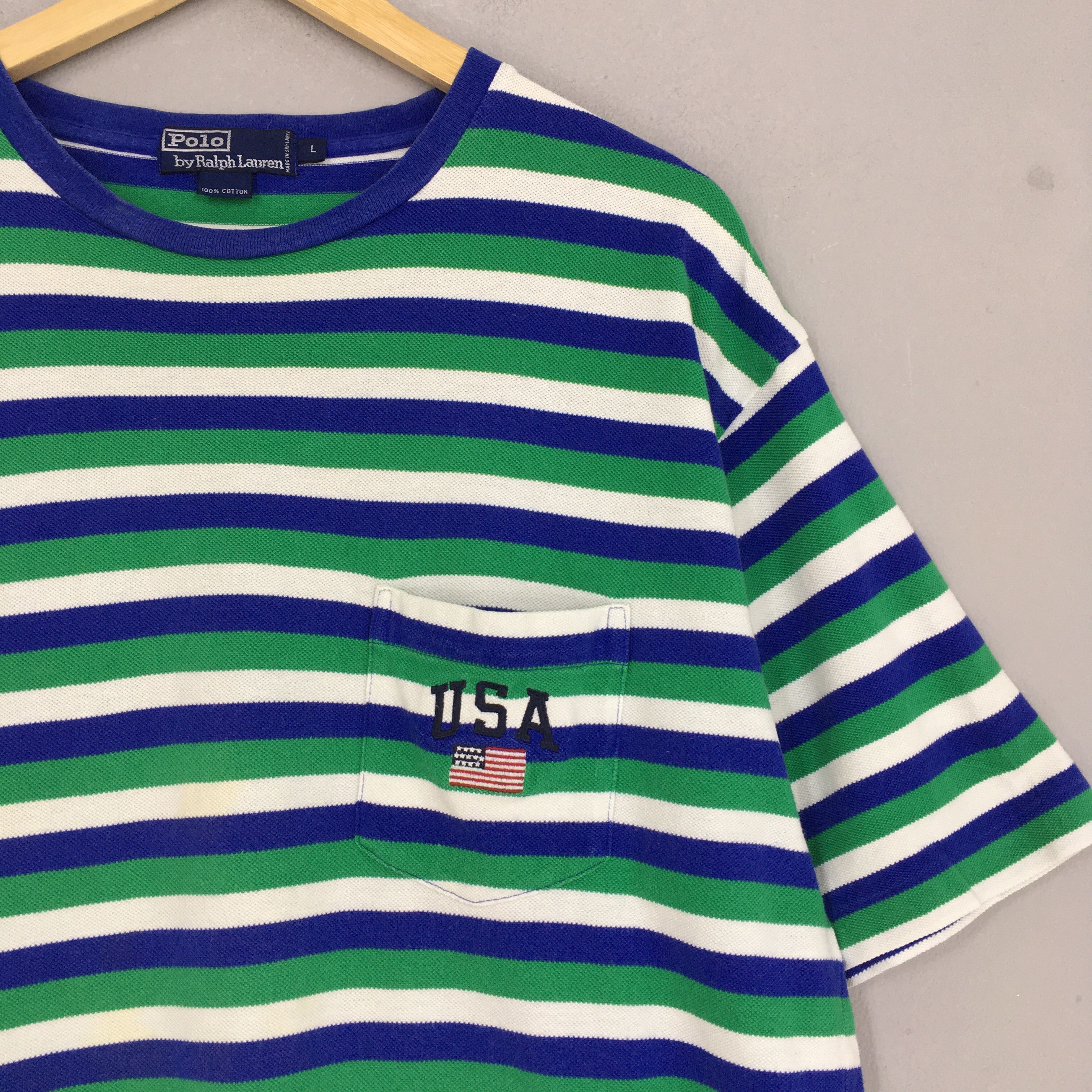Polo Ralph Lauren Vintage 90s Polo Ralph Lauren Usa Polo Stripes T shirt Large Size US L / EU 52-54 / 3 - 2 Thumbnail