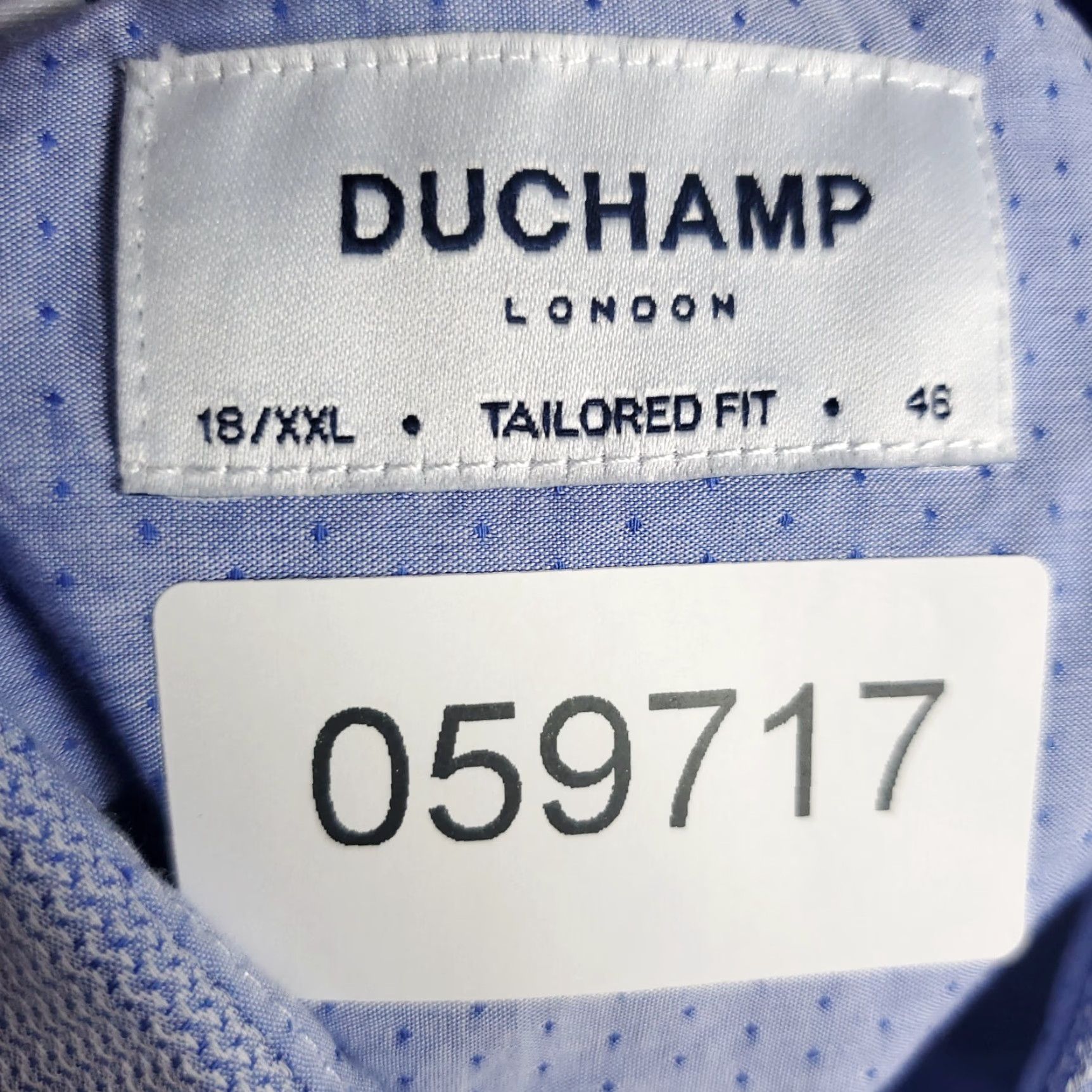 Vintage Duchamp Dress Shirt Mens Size 18 2XL Blue Long Sleeve Button Up Casual Workwear Size 48R - 7 Thumbnail