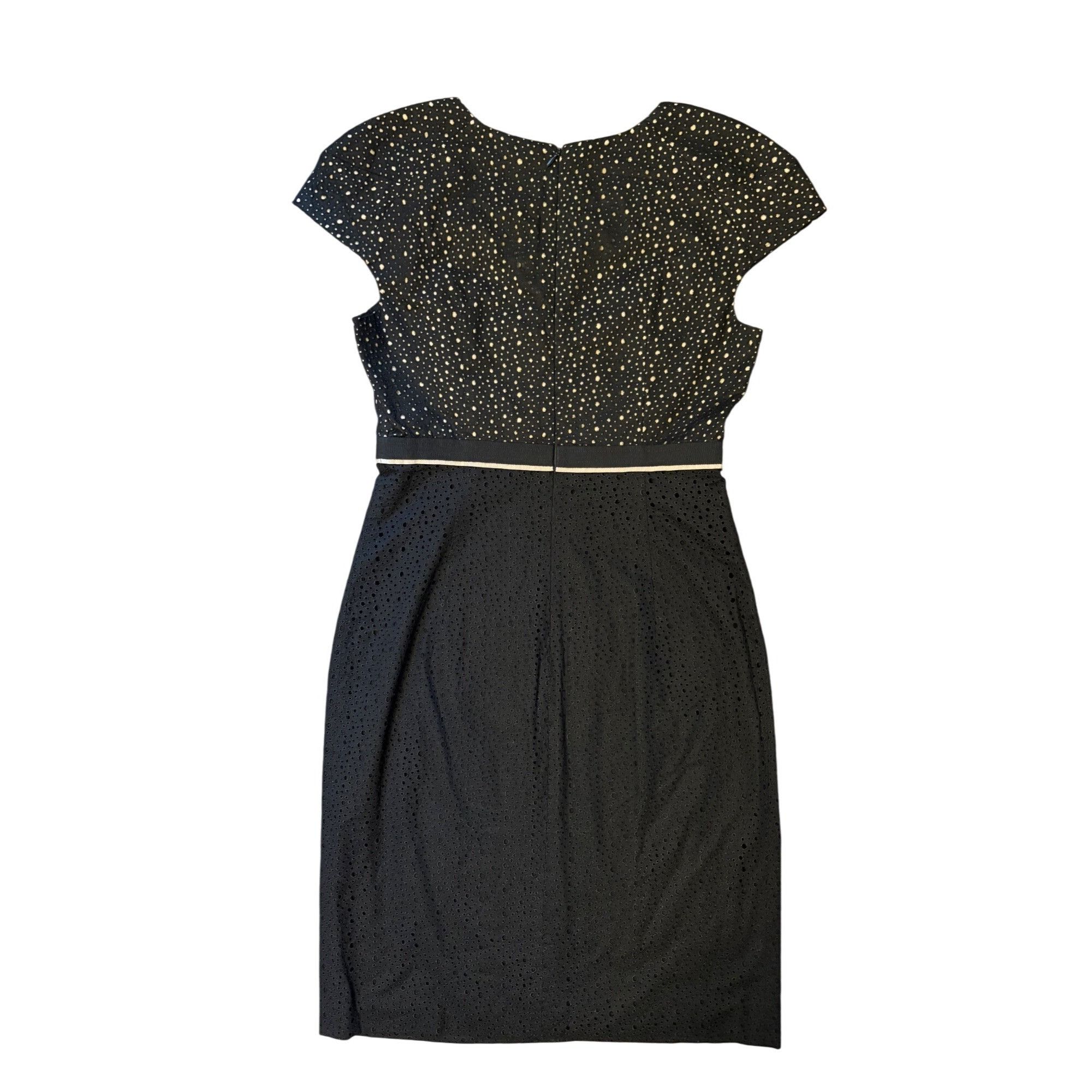 Other $520 Lida Baday 6 Midi Sheath Dress Black Tan Eyelet Faux Wr Size M / US 6-8 / IT 42-44 - 2 Thumbnail